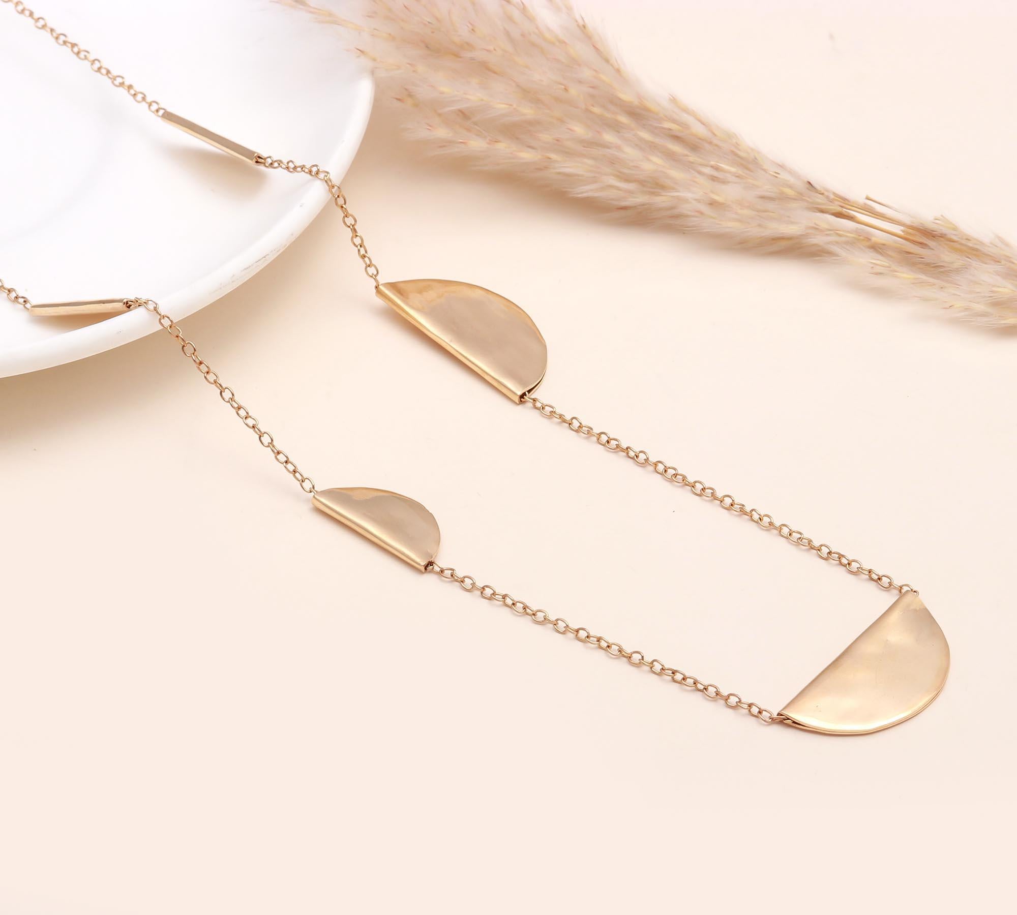 The Moon Phase: Gold Semicircle Station Necklace