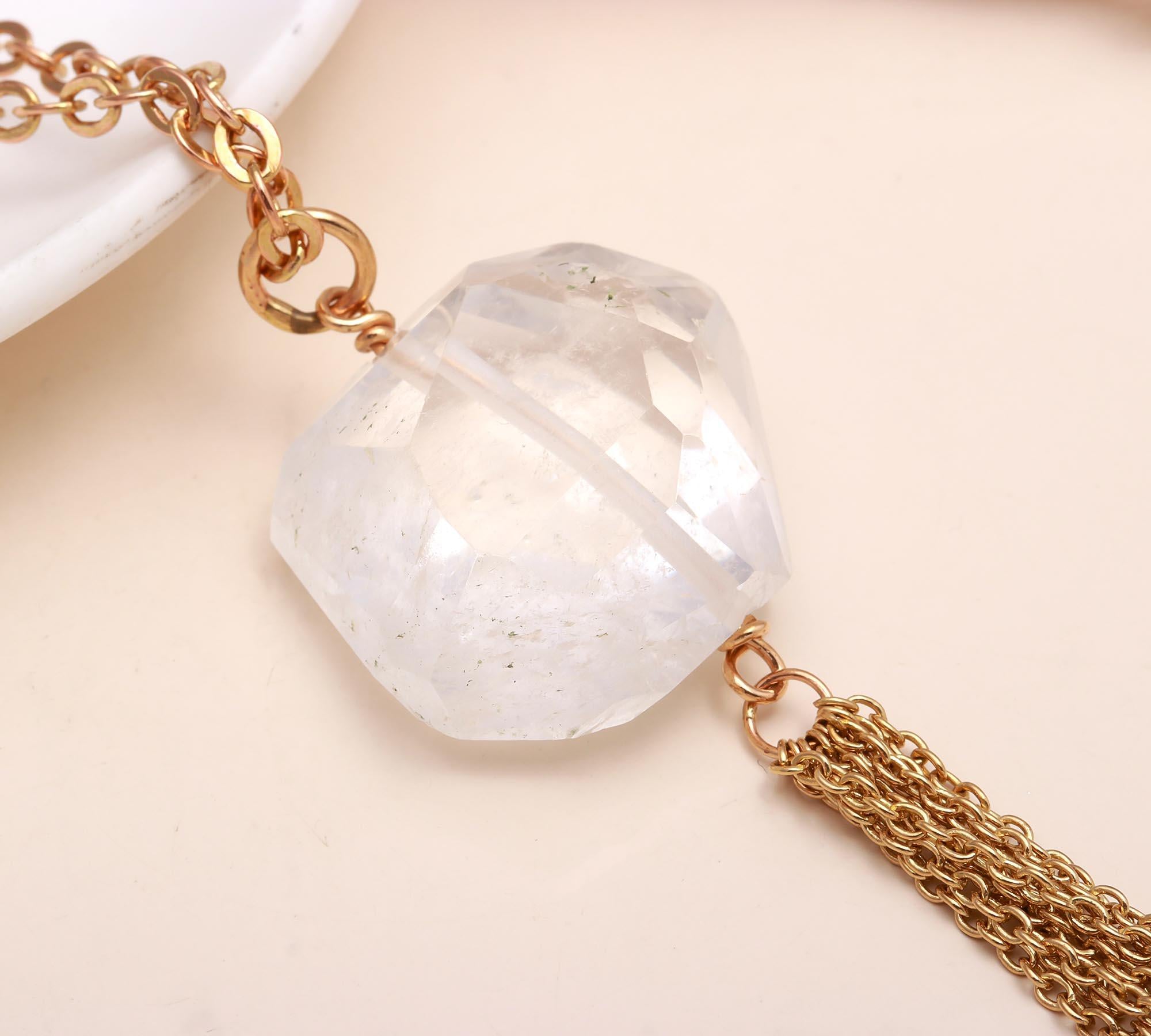 The Ice & Gold: Raw Quartz Tassel Necklace