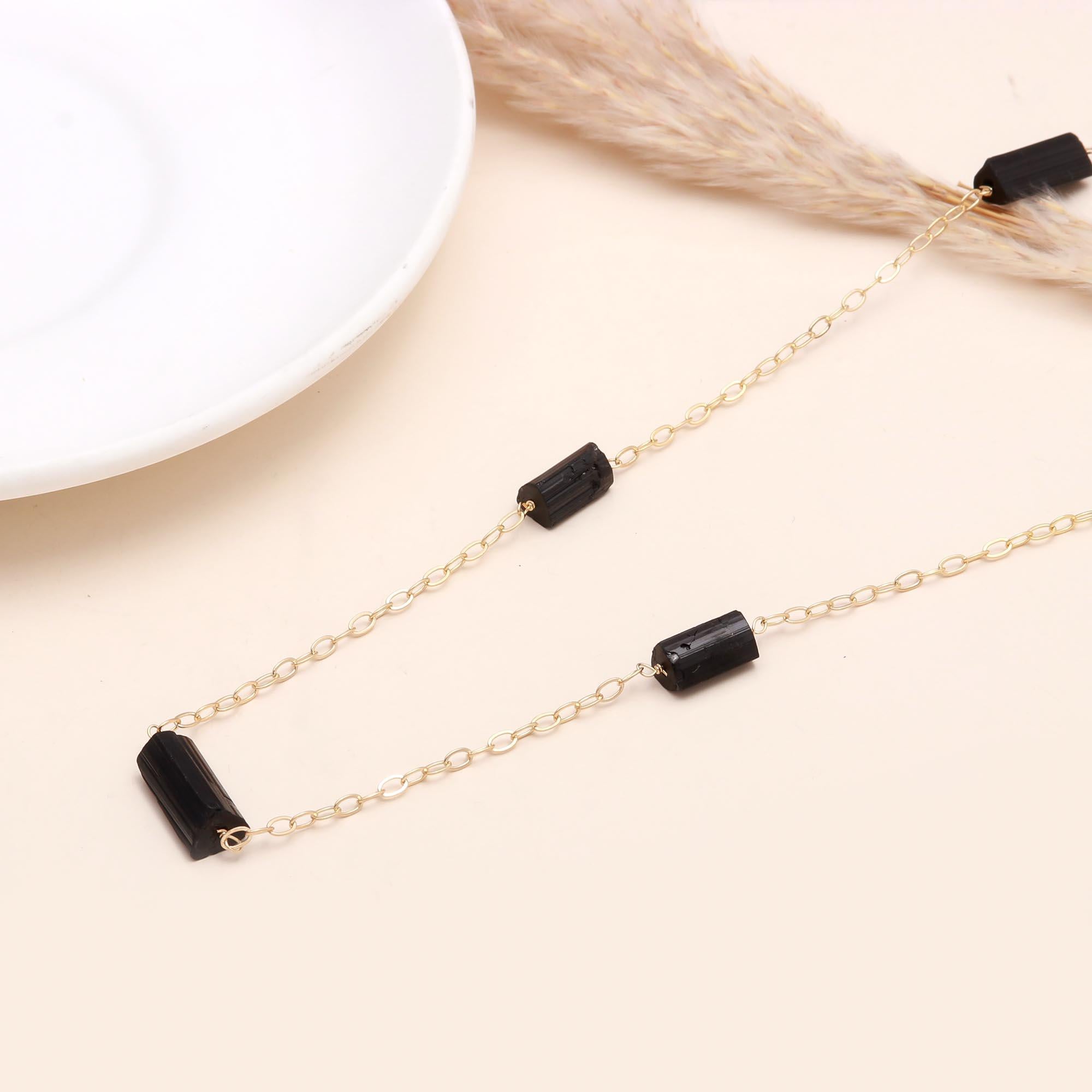 The Midnight Dash: Black Onyx Tube Station Necklace