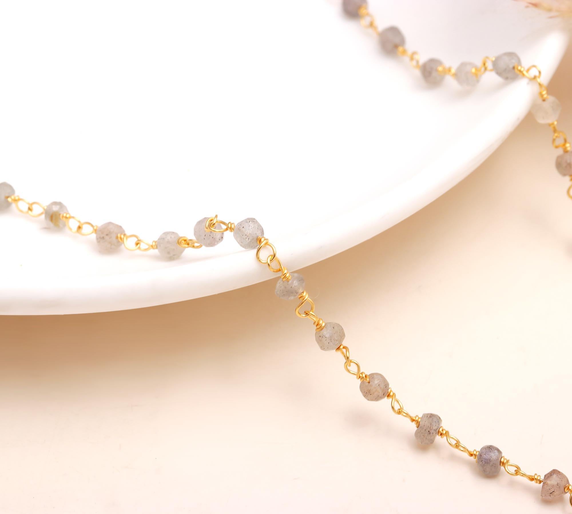 The Mystic Strand: Labradorite Beaded Chain Necklace