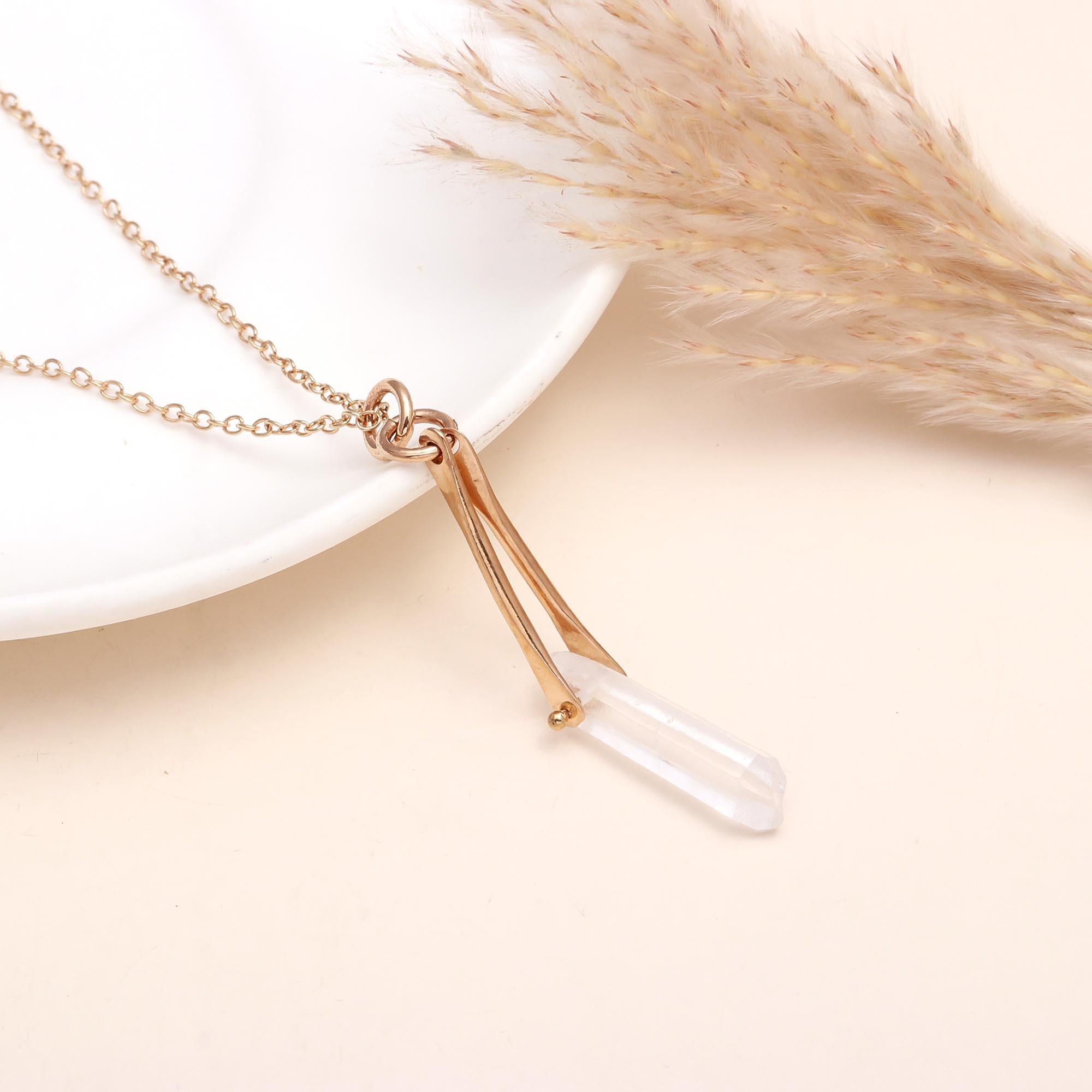 The Industrial Point: Modern Caliper Quartz Necklace