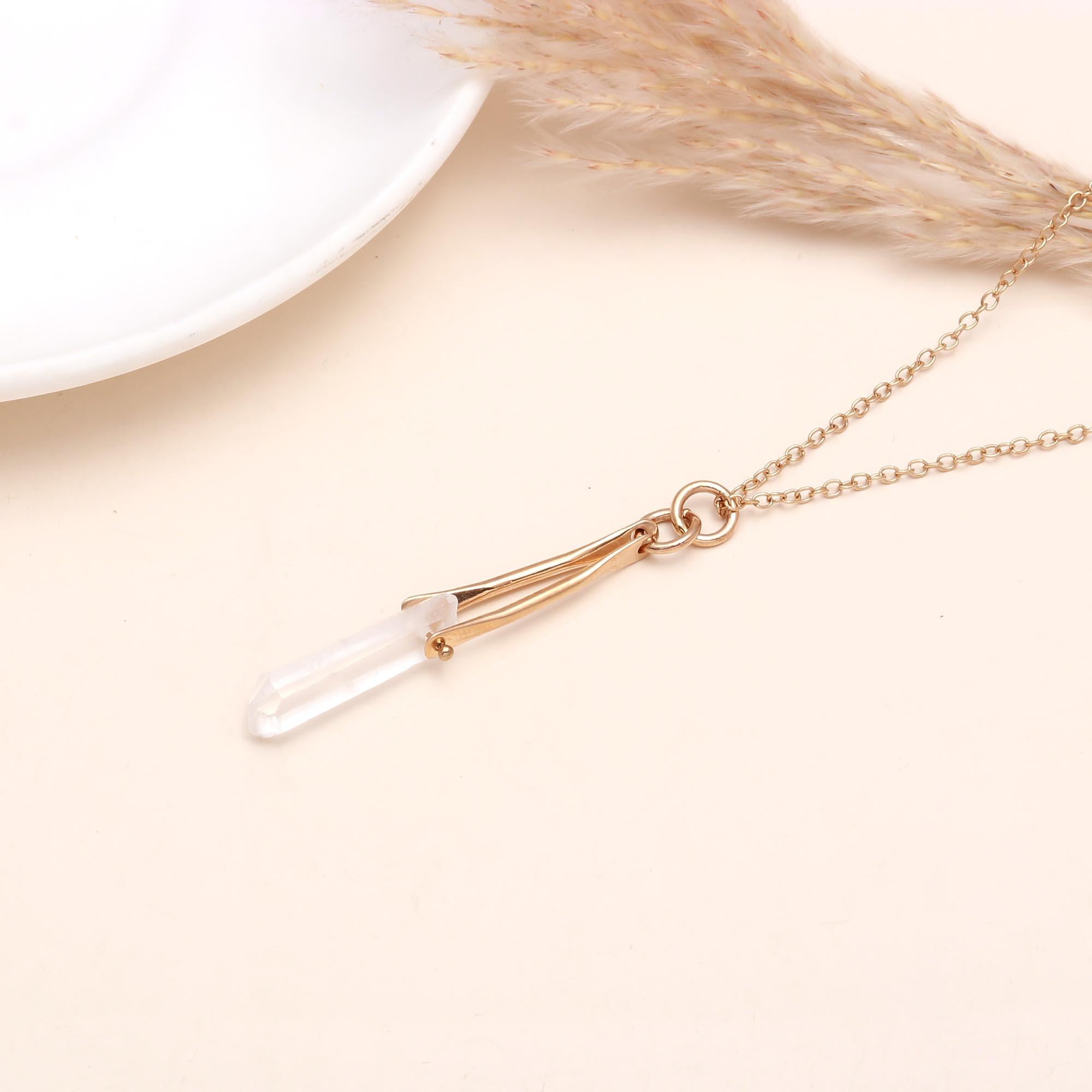 The Industrial Point: Modern Caliper Quartz Necklace