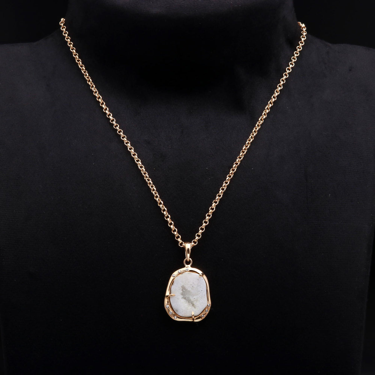 The Snow Queen: White Geode Agate Pendant