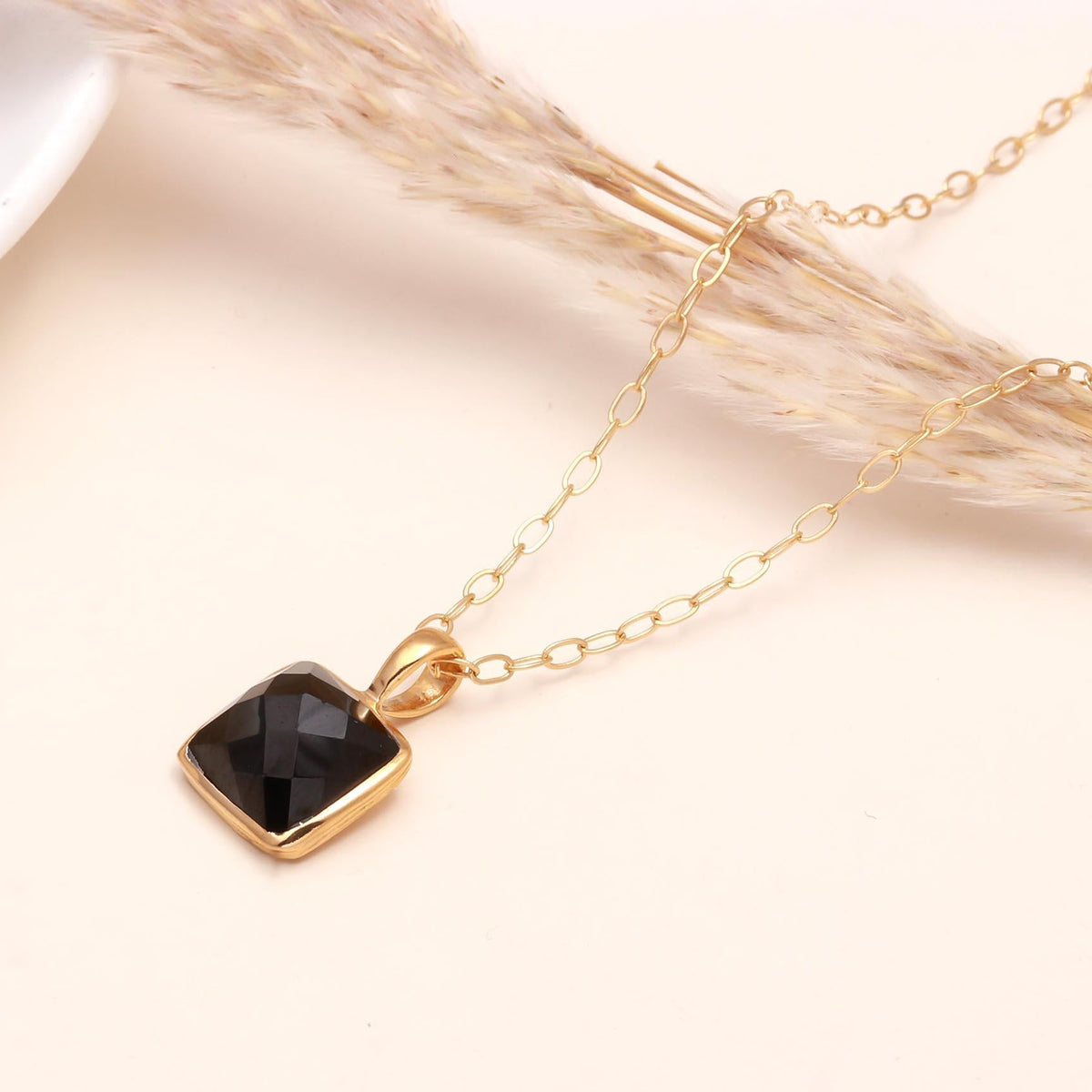 The Onyx Square : Black Onyx Pendant Necklace