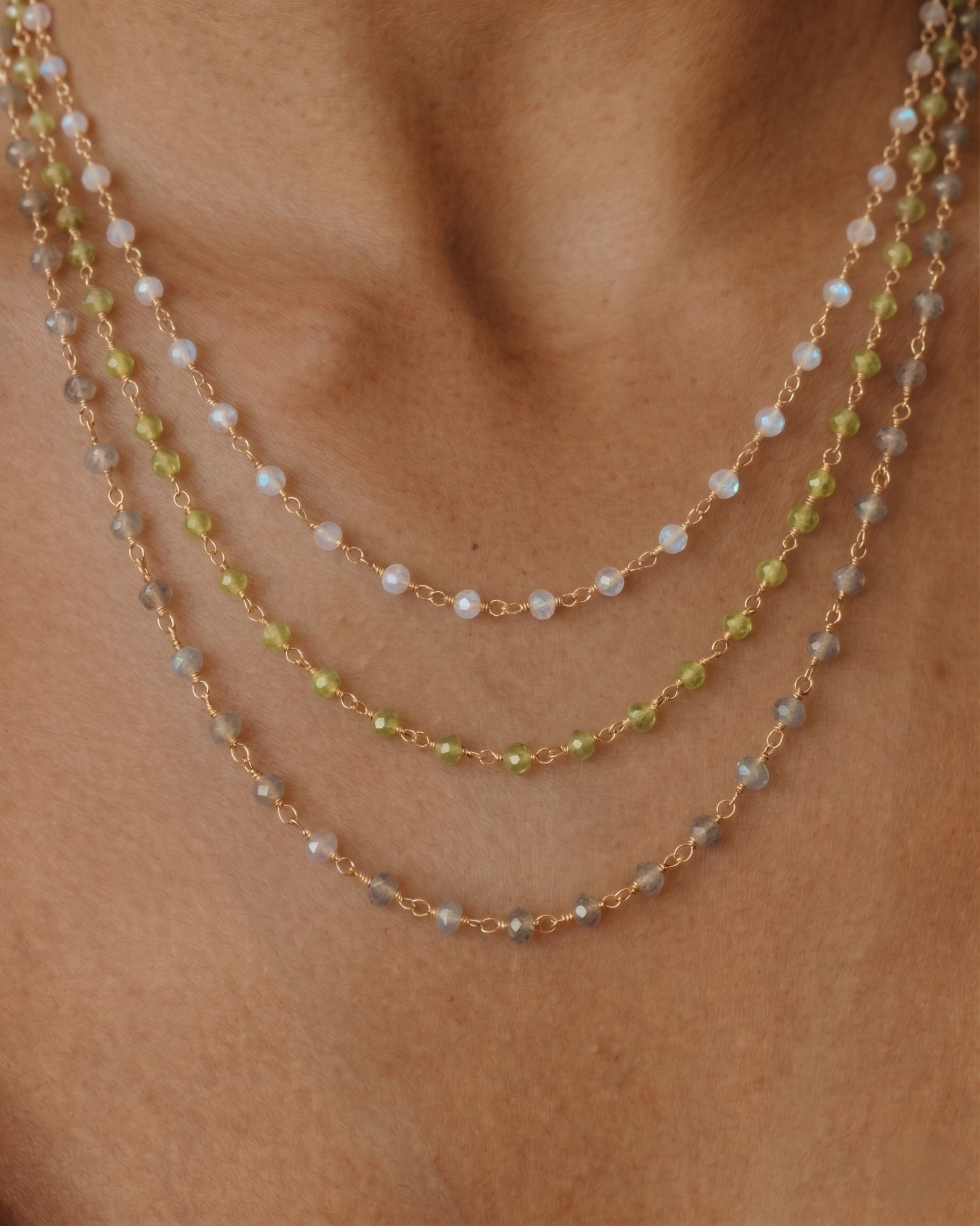The Dainty Station: Gemstone Beaded Gold Necklace