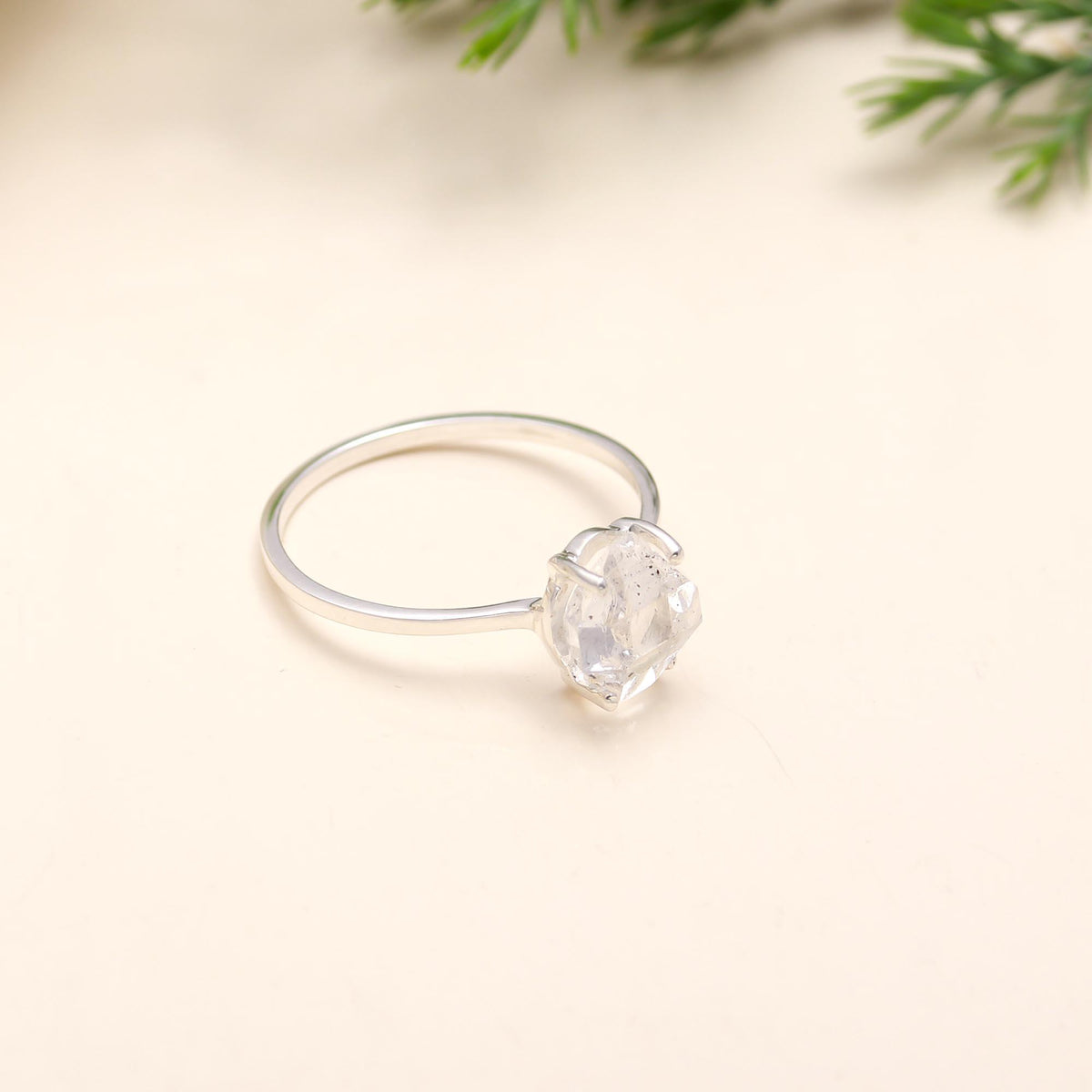 925 Silver Herkimer Quartz Crystal Ring