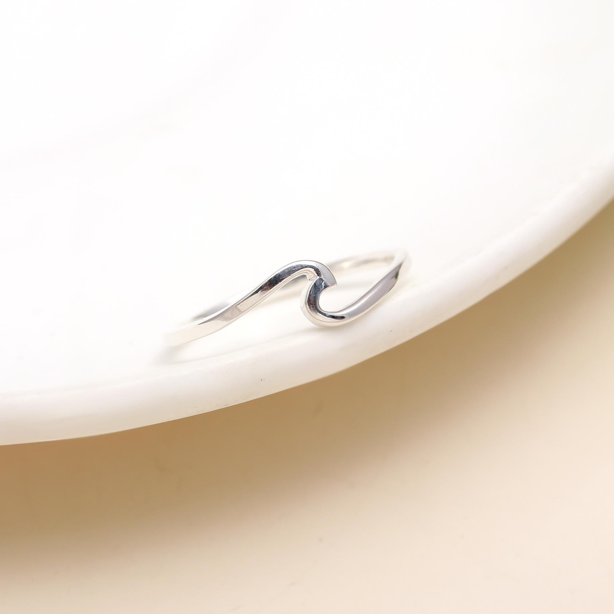 The Ocean Wave: Minimalist Silver Stacking Ring