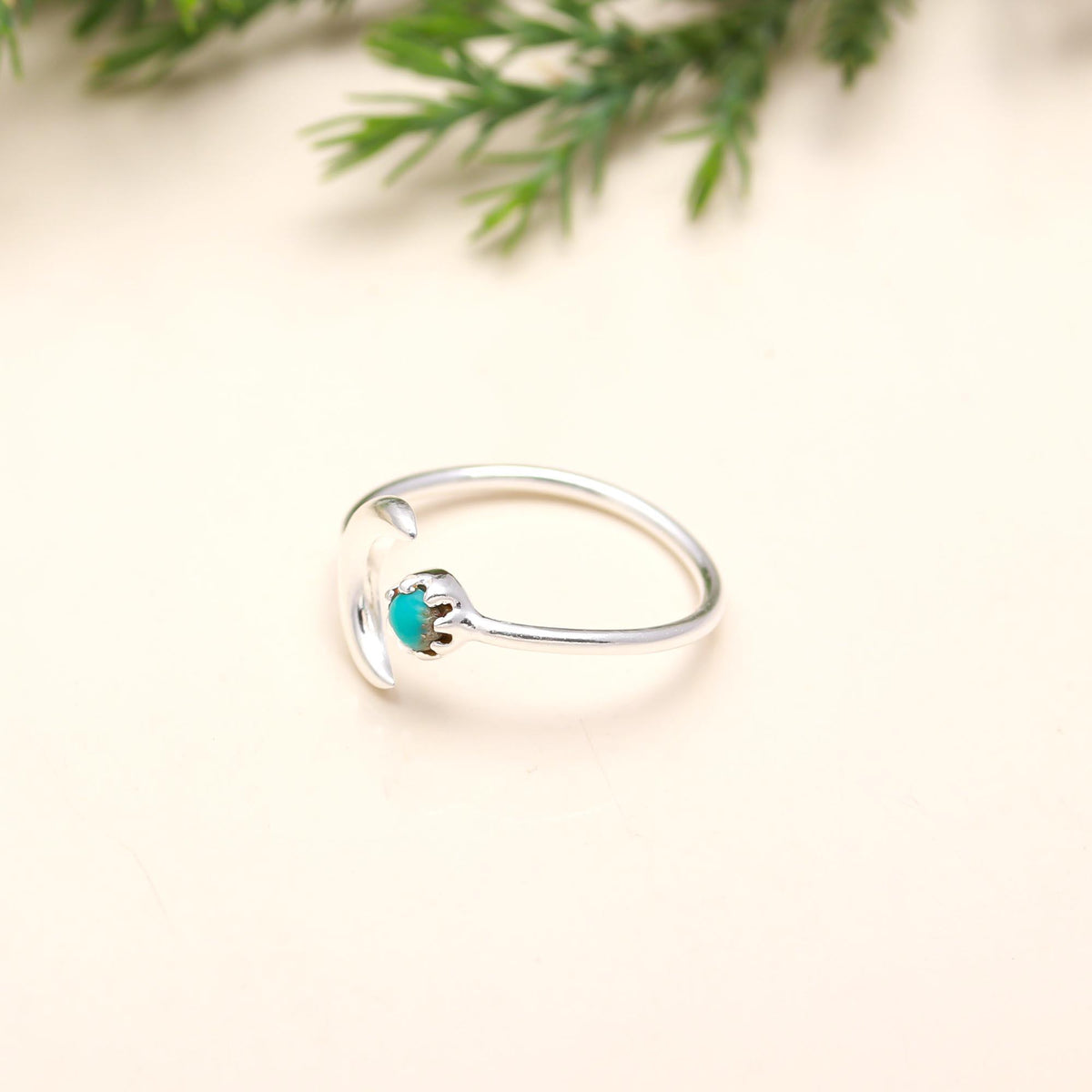 The Lunar Tide: Turquoise & Silver Crescent Ring