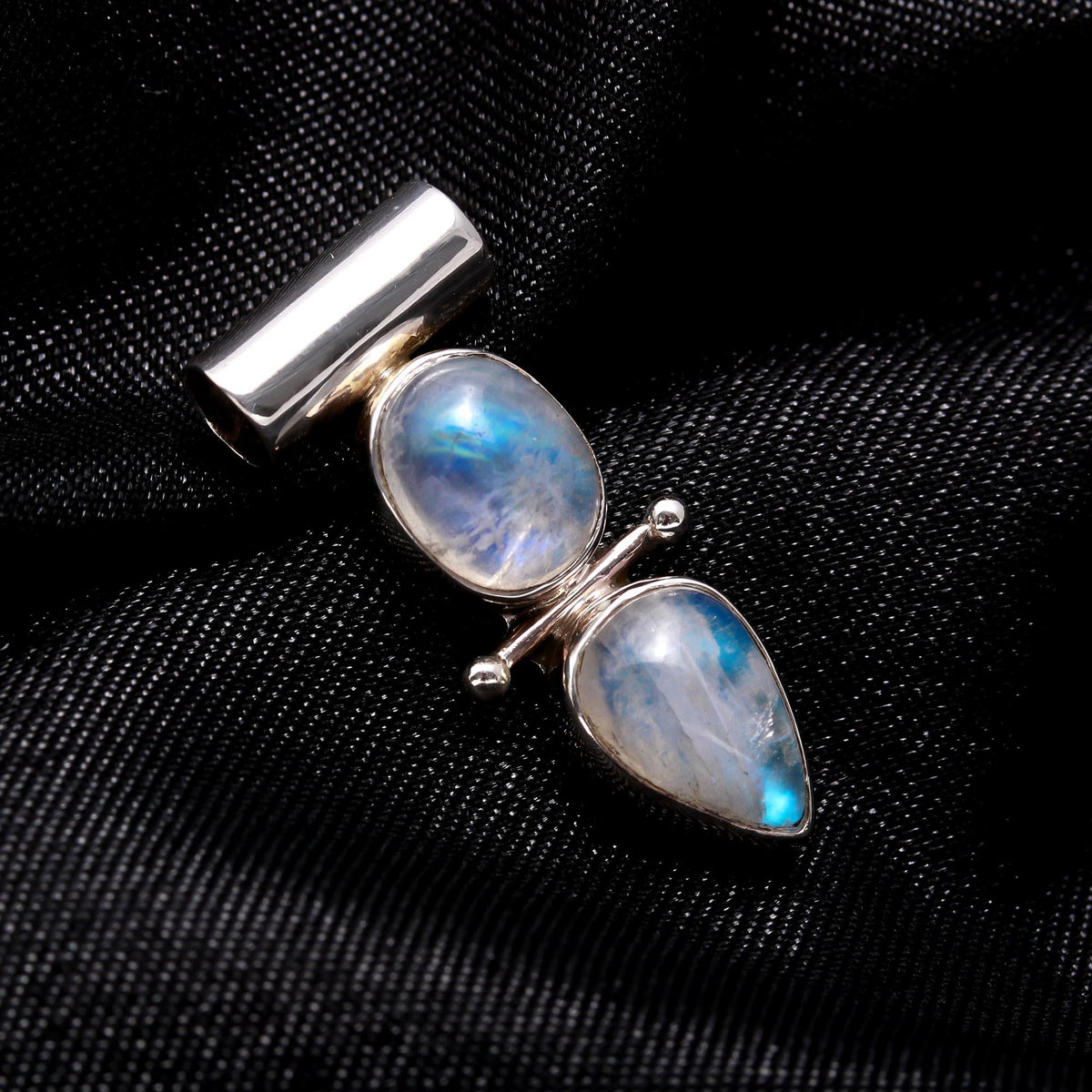 The Moonstone Duo: Double Stone Articulated Pendant