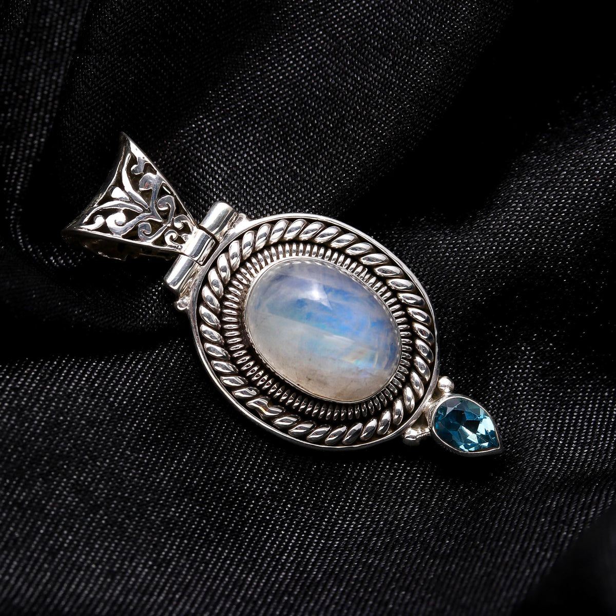 The Moonstone Anchor: Silver Moonstone Ornate Pendant