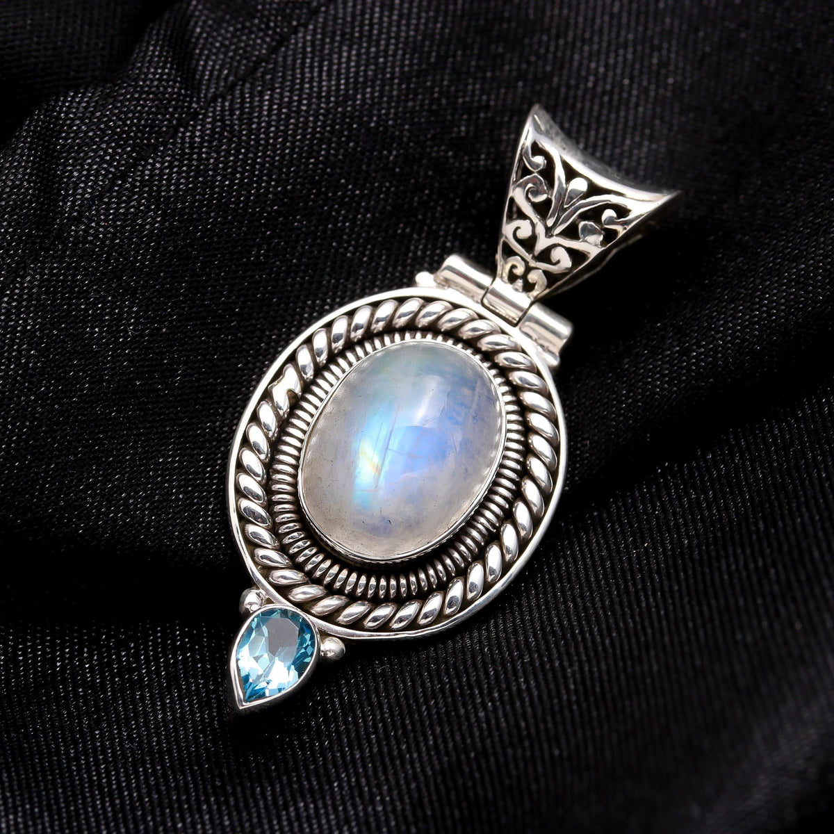 The Moonstone Anchor: Silver Moonstone Ornate Pendant