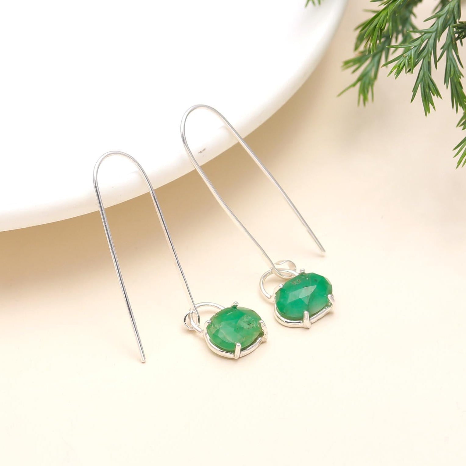 The Emerald Oval: Emerald Drop Earrings