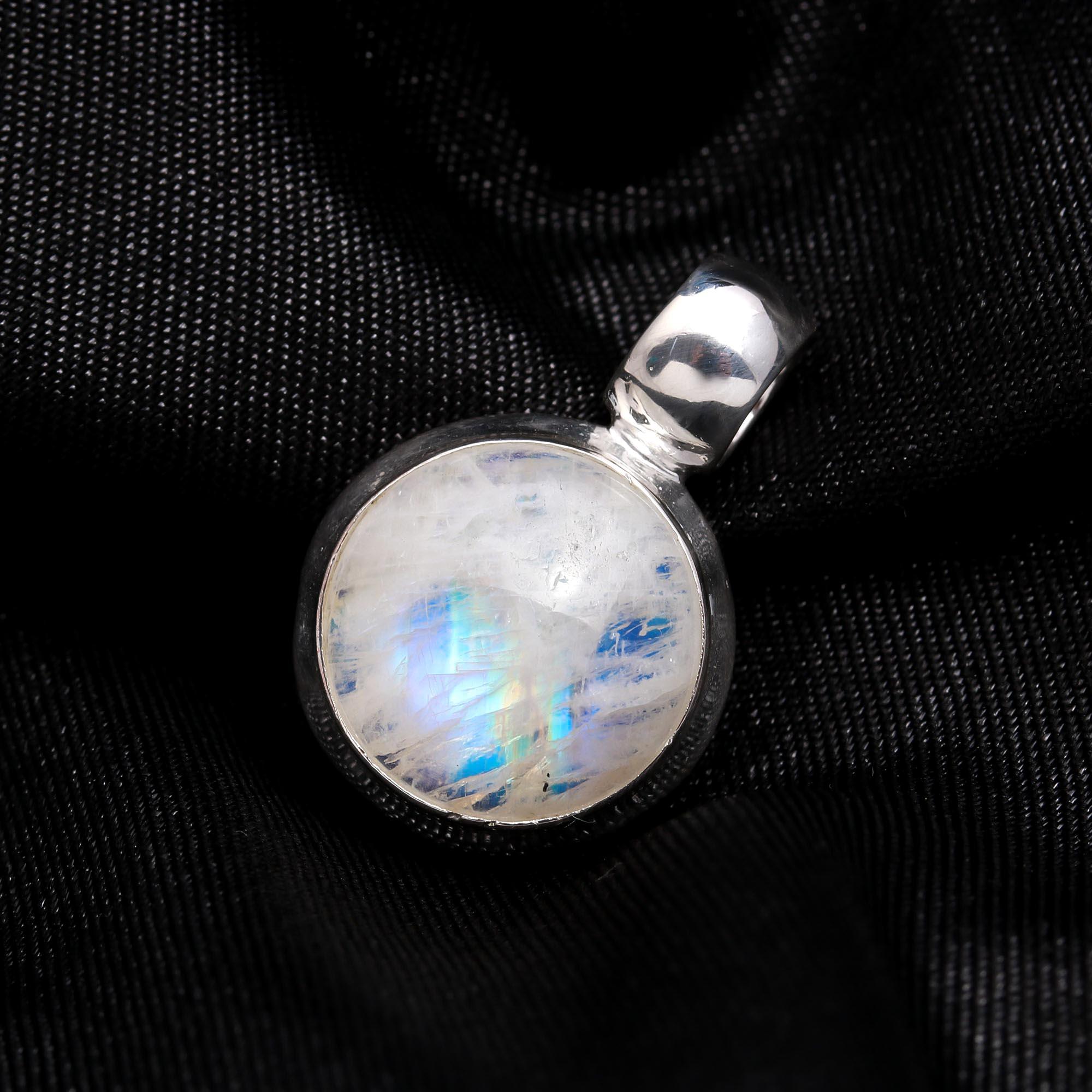 The Lunar Orb: Moonstone Silver Solitaire Pendant