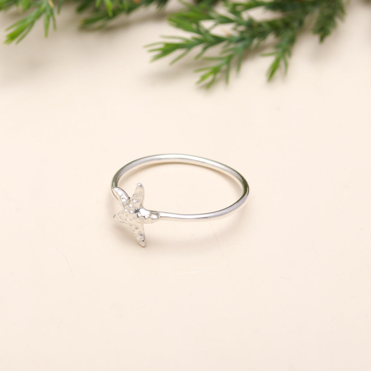 The Coastal Charm: Silver Starfish Minimalist Ring