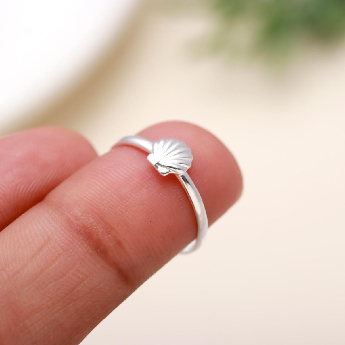 The Coastal Shell: Minimalist Silver Stacking Ring