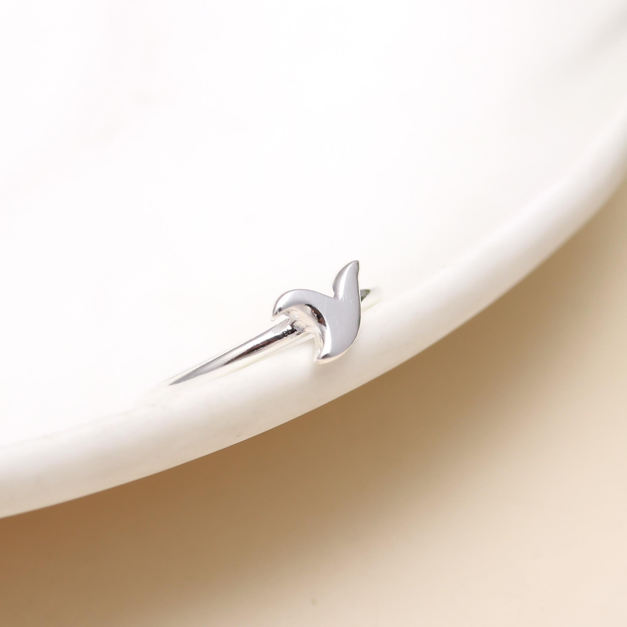 The Silver Flight: Minimalist Seagull Stacking Ring