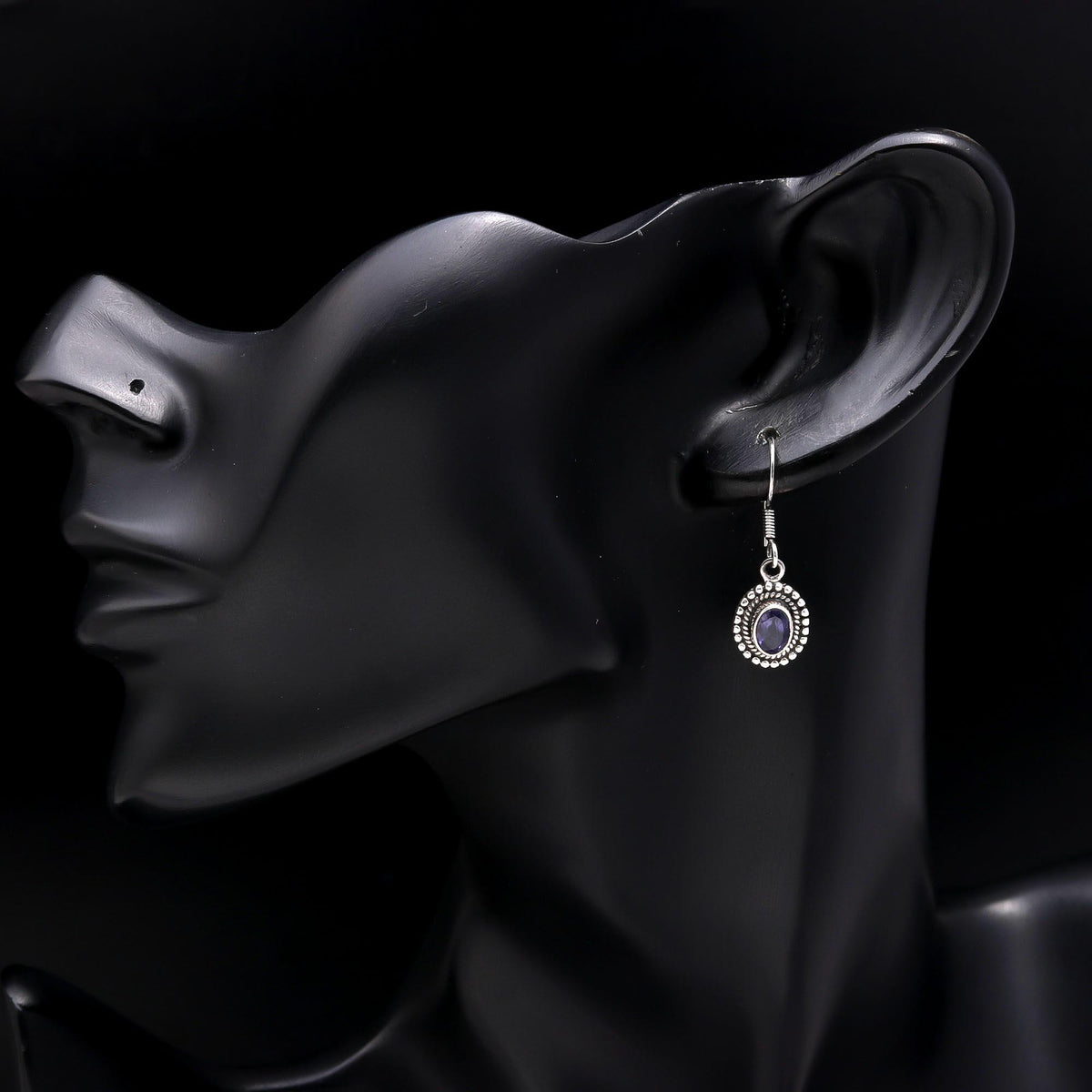 925 Sterling Silver Vintage Iolite Dangle Earrings