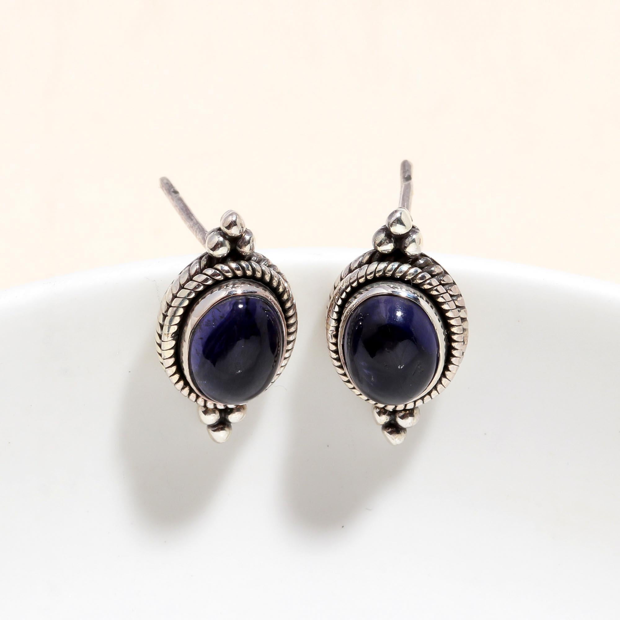 925 Sterling Silver Amethyst Vintage-Inspired Stud Earrings