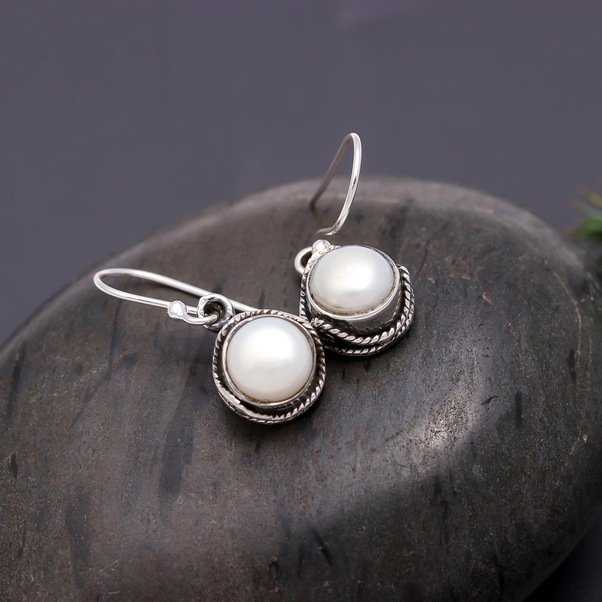 The Classic Strand: Pearl & Silver Rope Drop Earrings