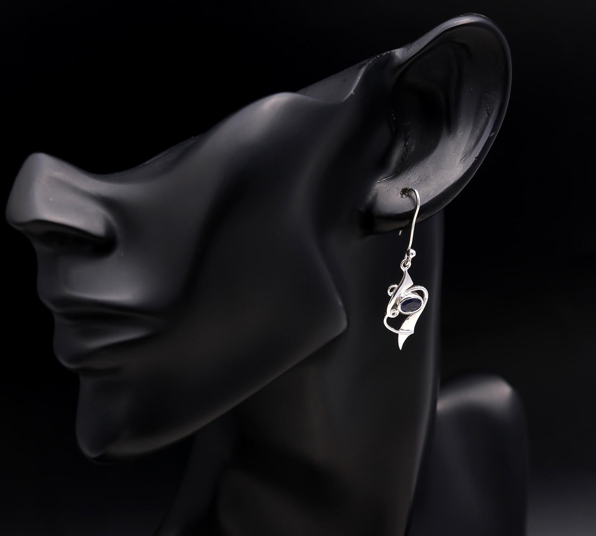 925 Silver Oval Iolite Drop Earrings