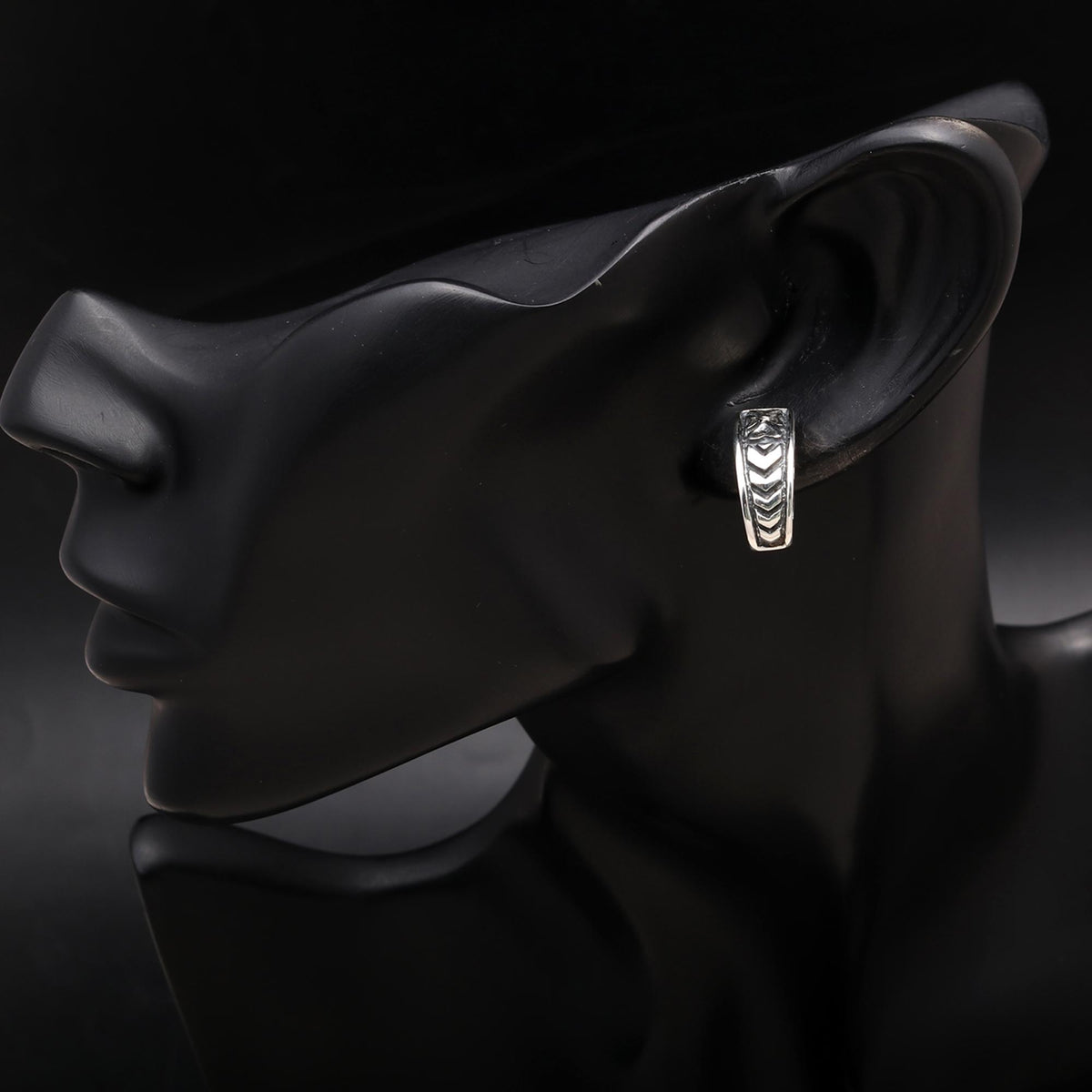925 Silver Oxidized Patterned Stud Earrings