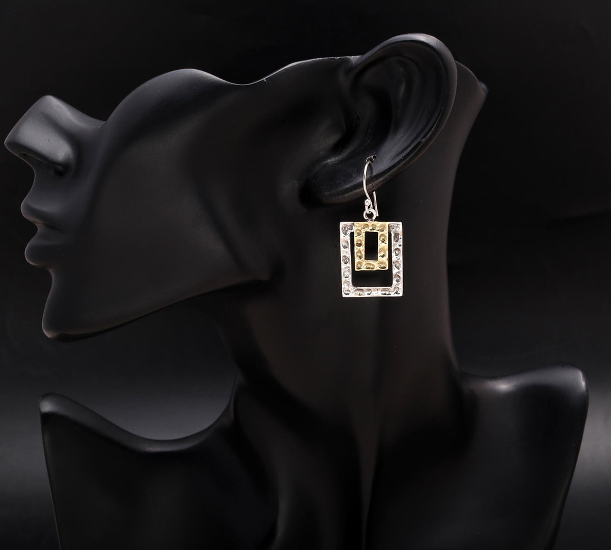925 Silver Double Rectangle Dangle Earrings