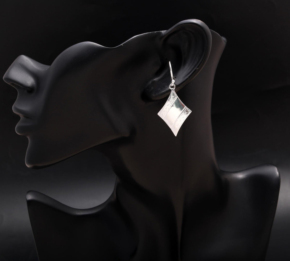 925 Silver Curved Dangle Earrings