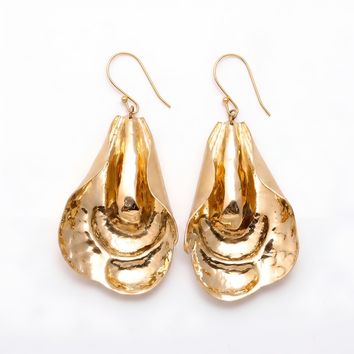 The Golden Lily: Sculptural Molten Gold Petal Earrings