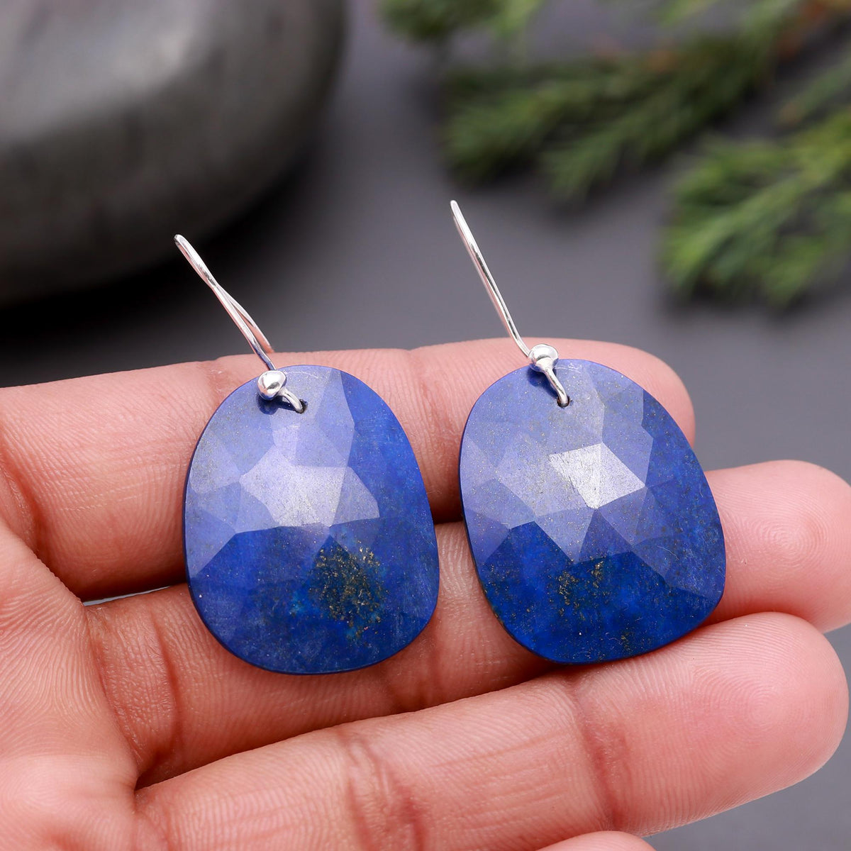 925 Silver Lapis Lazuli Dangle Earrings
