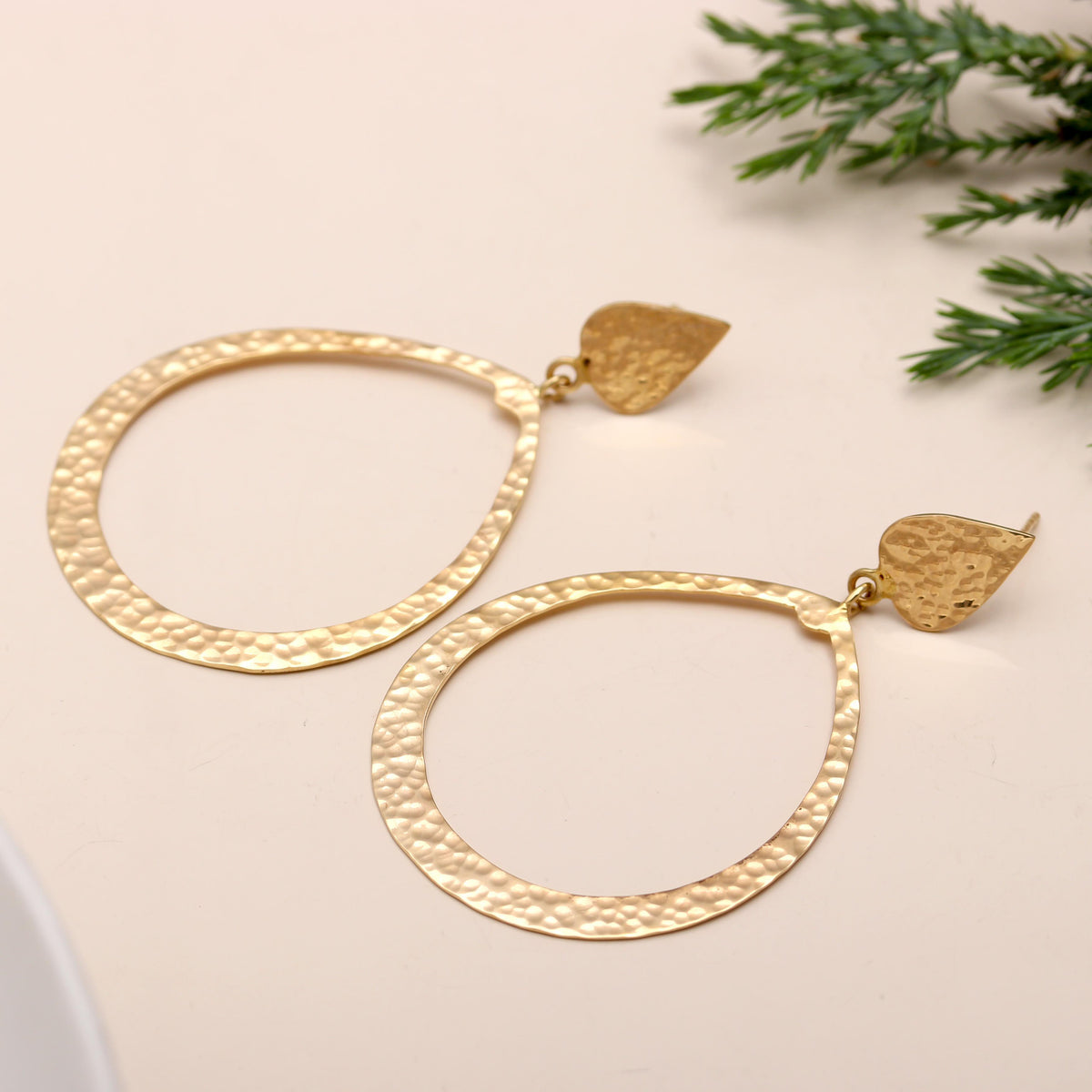 The Golden Ripple: Hammered Organic Hoop Earrings