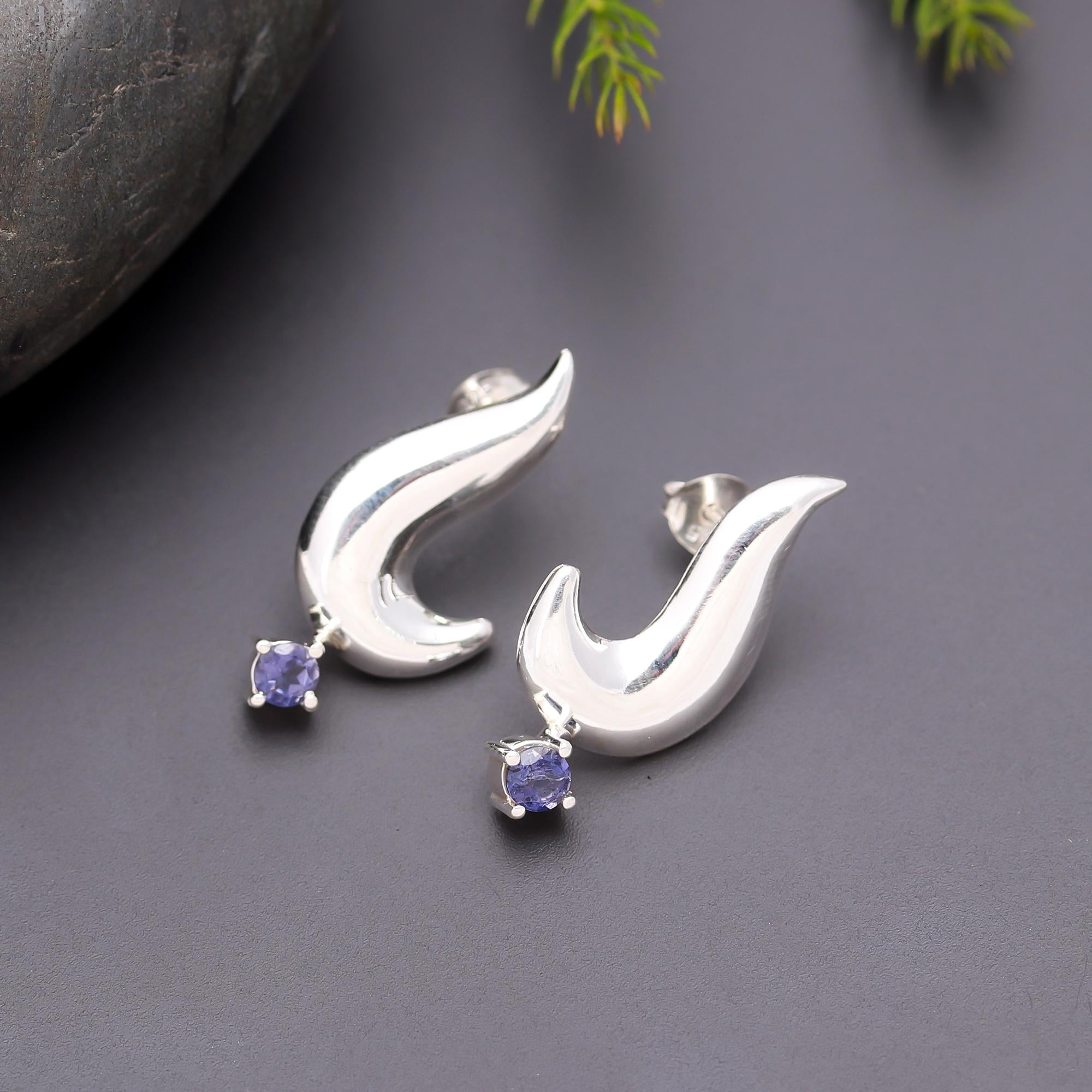 925 Silver Wave Curve Stud Earrings