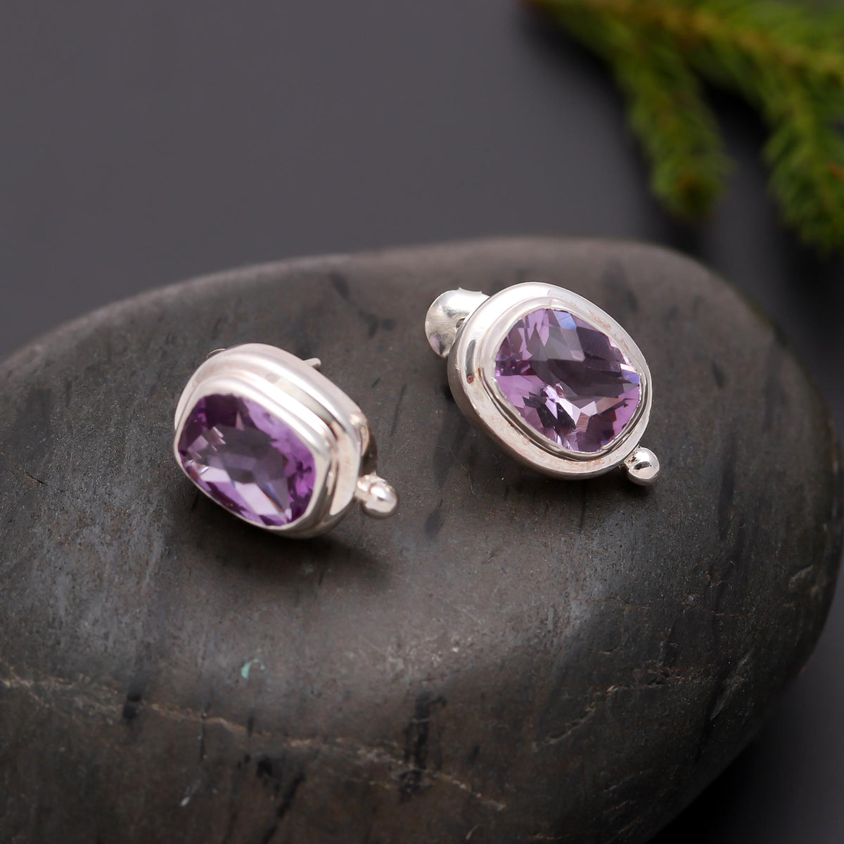 925 Silver Amethyst Stud Earrings