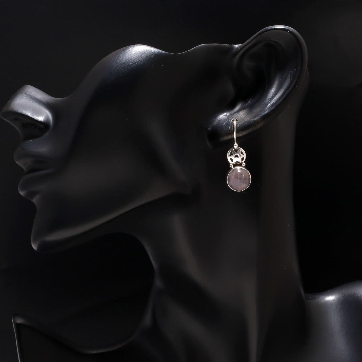 925 Silver Round Fluorite Dangle Earrings