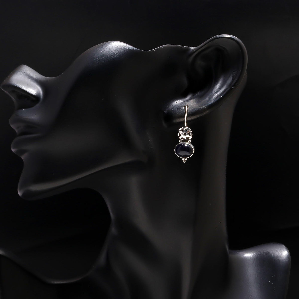 925 Silver Iolite Filigree Dangle Earrings