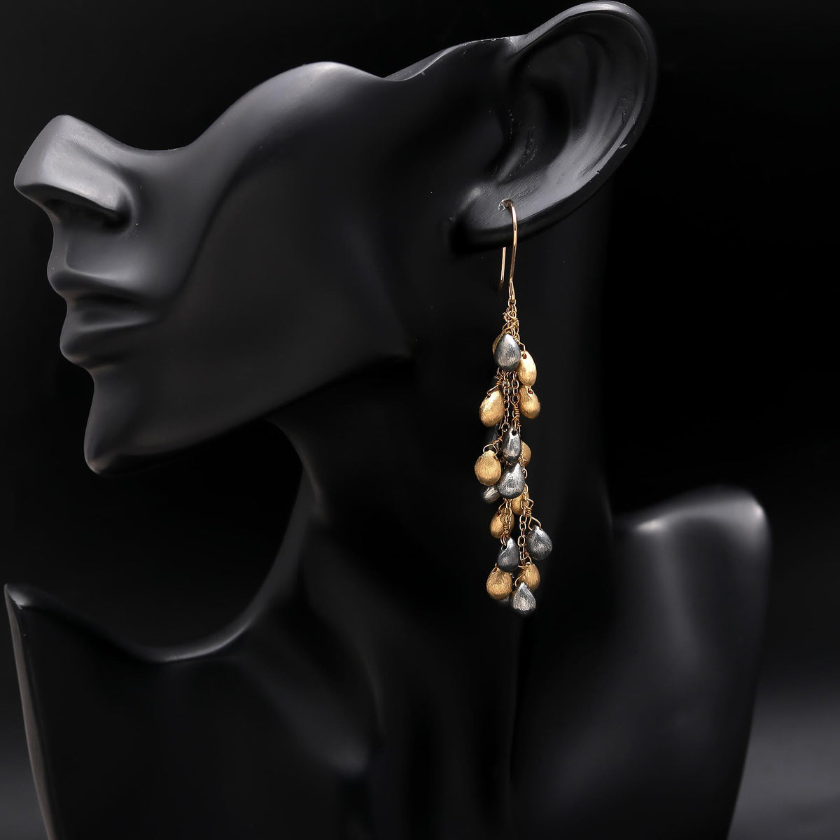 The Two-Tone Raindrops: Beaded Cluster Earrings