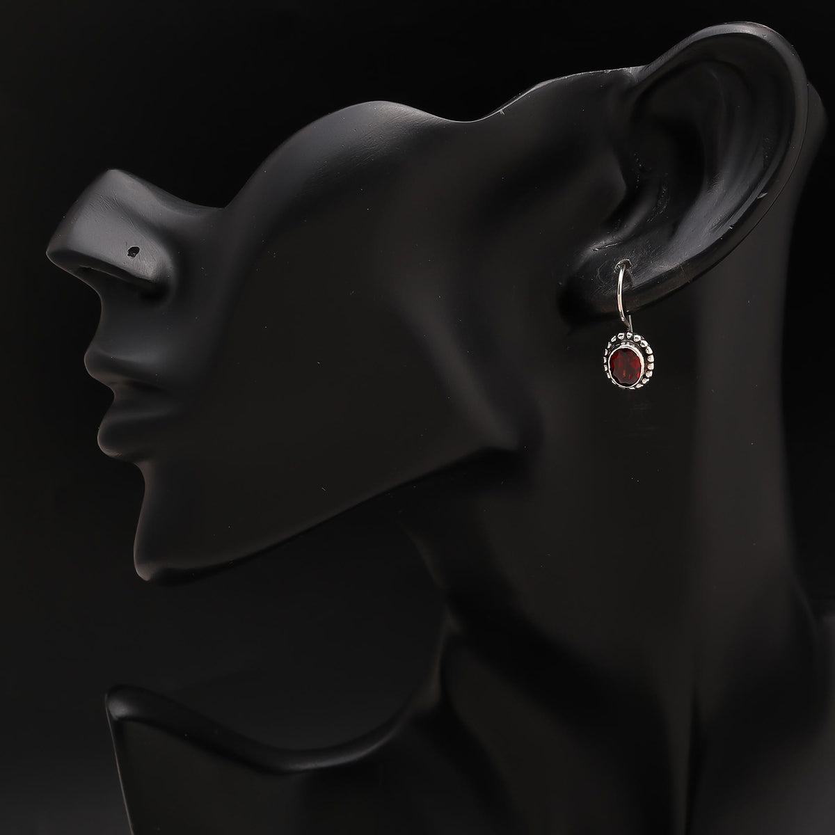 925 Silver Garnet Dangle Earrings