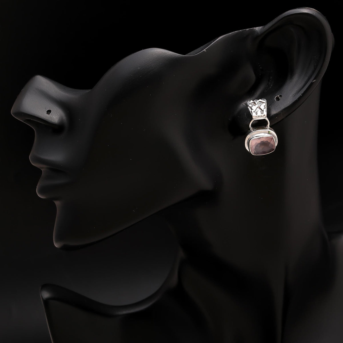 925 Silver Rose Quartz Drop Earrings