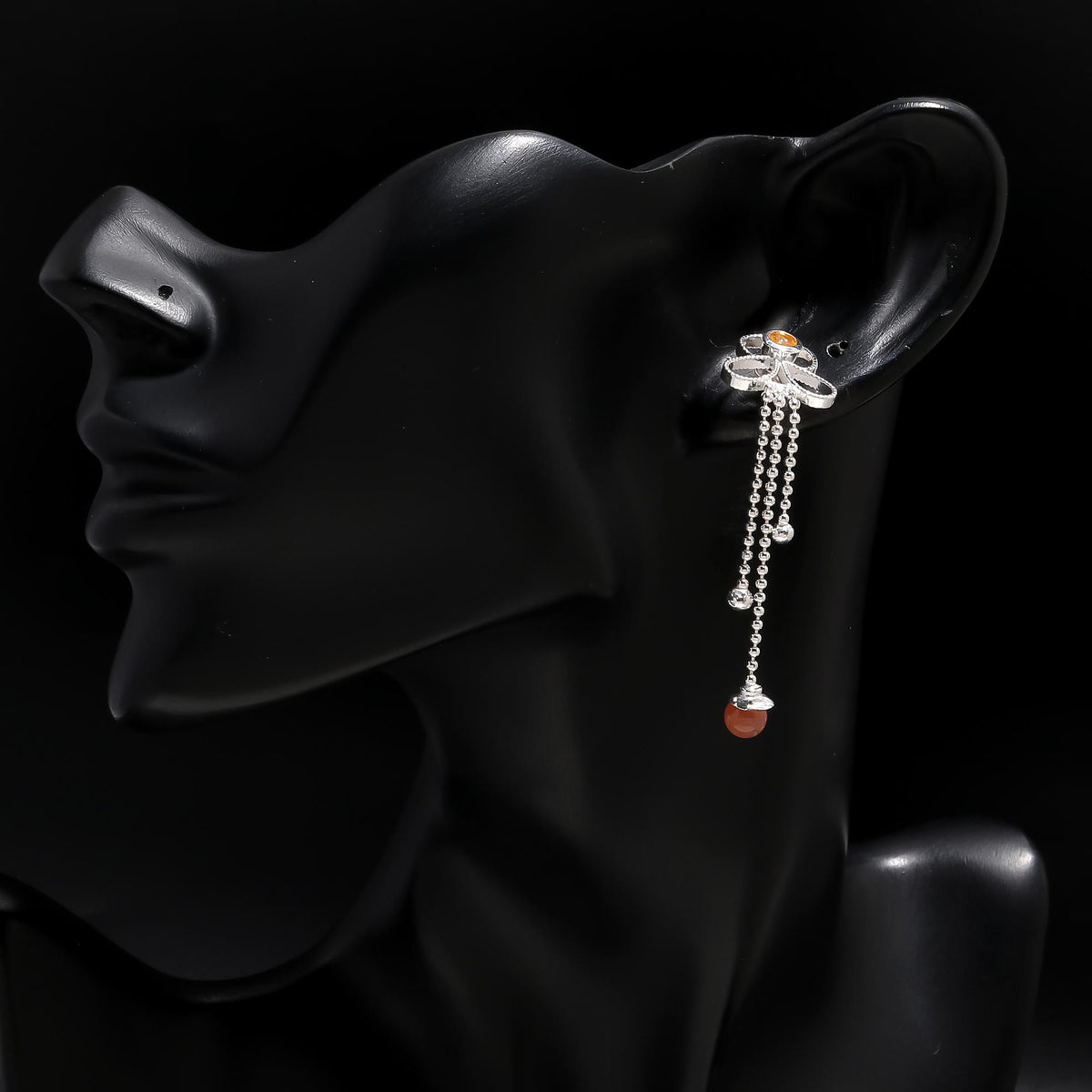 925 Silver Citrine and Beaded Tassel Drop Earrings