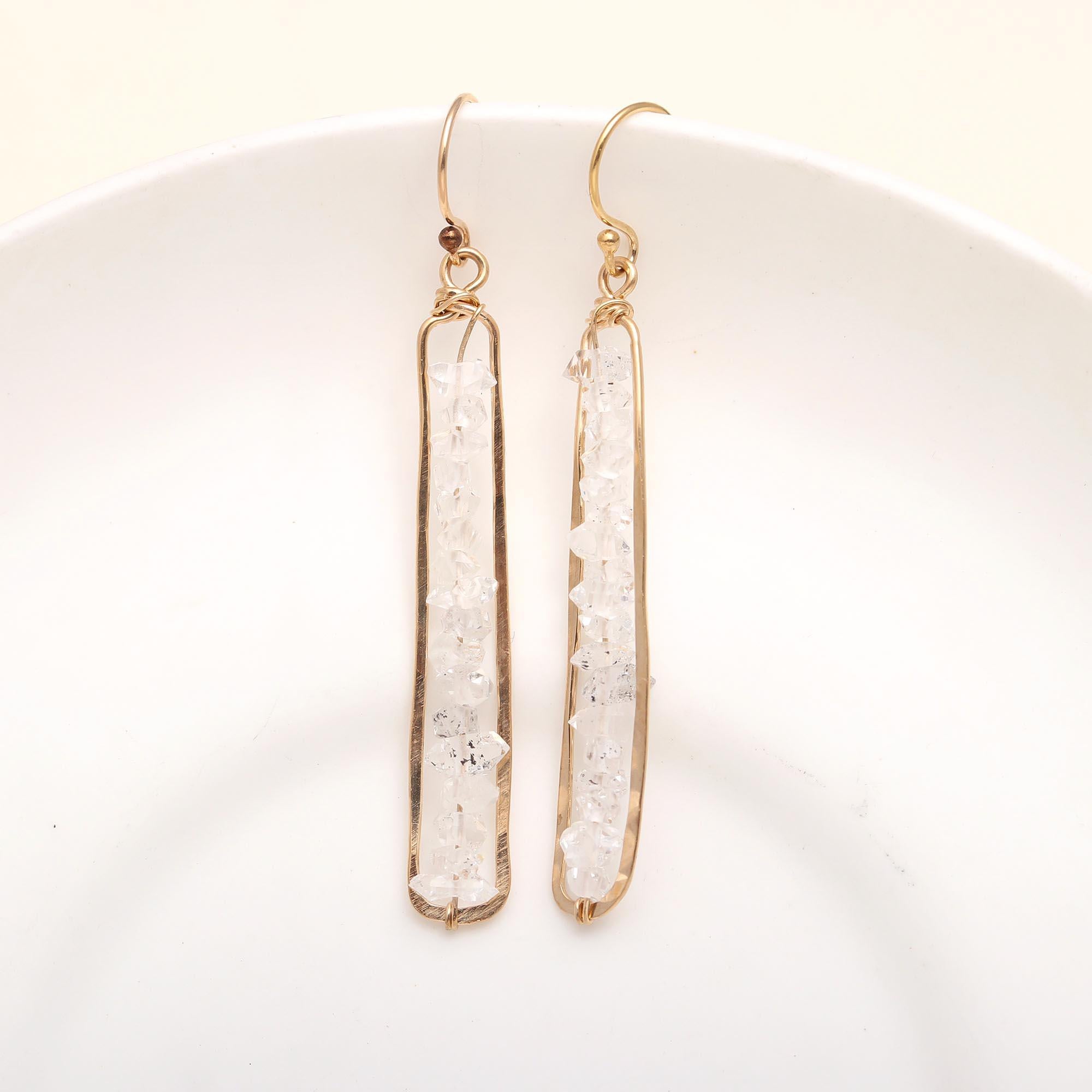 The Crystal Bar: Raw Quartz Linear Earrings
