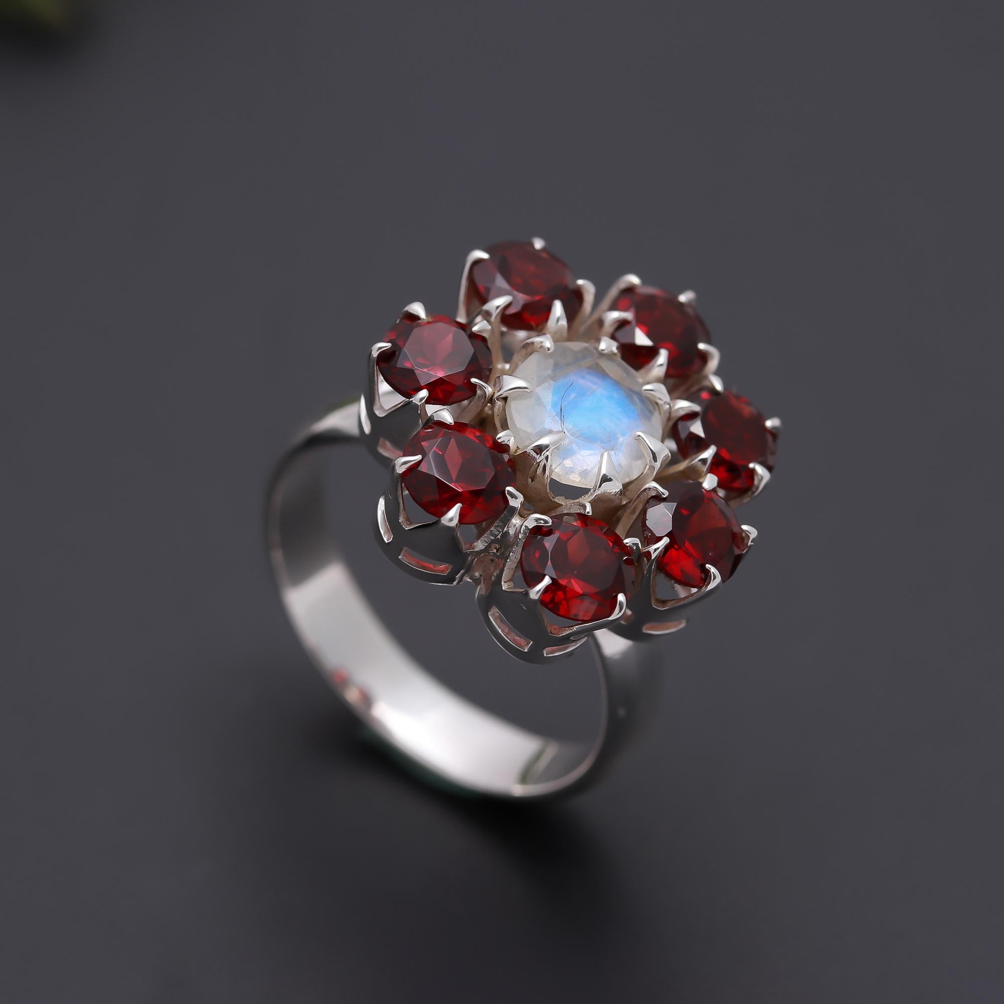 925 Silver Floral Cluster Ring