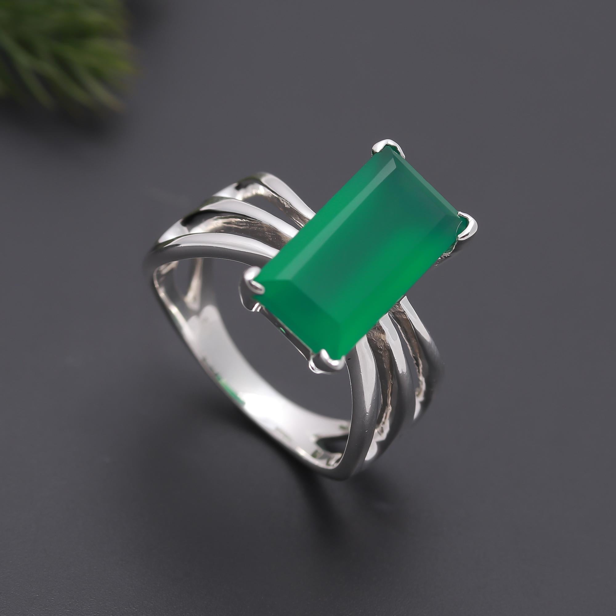 925 Silver Emerald Ring
