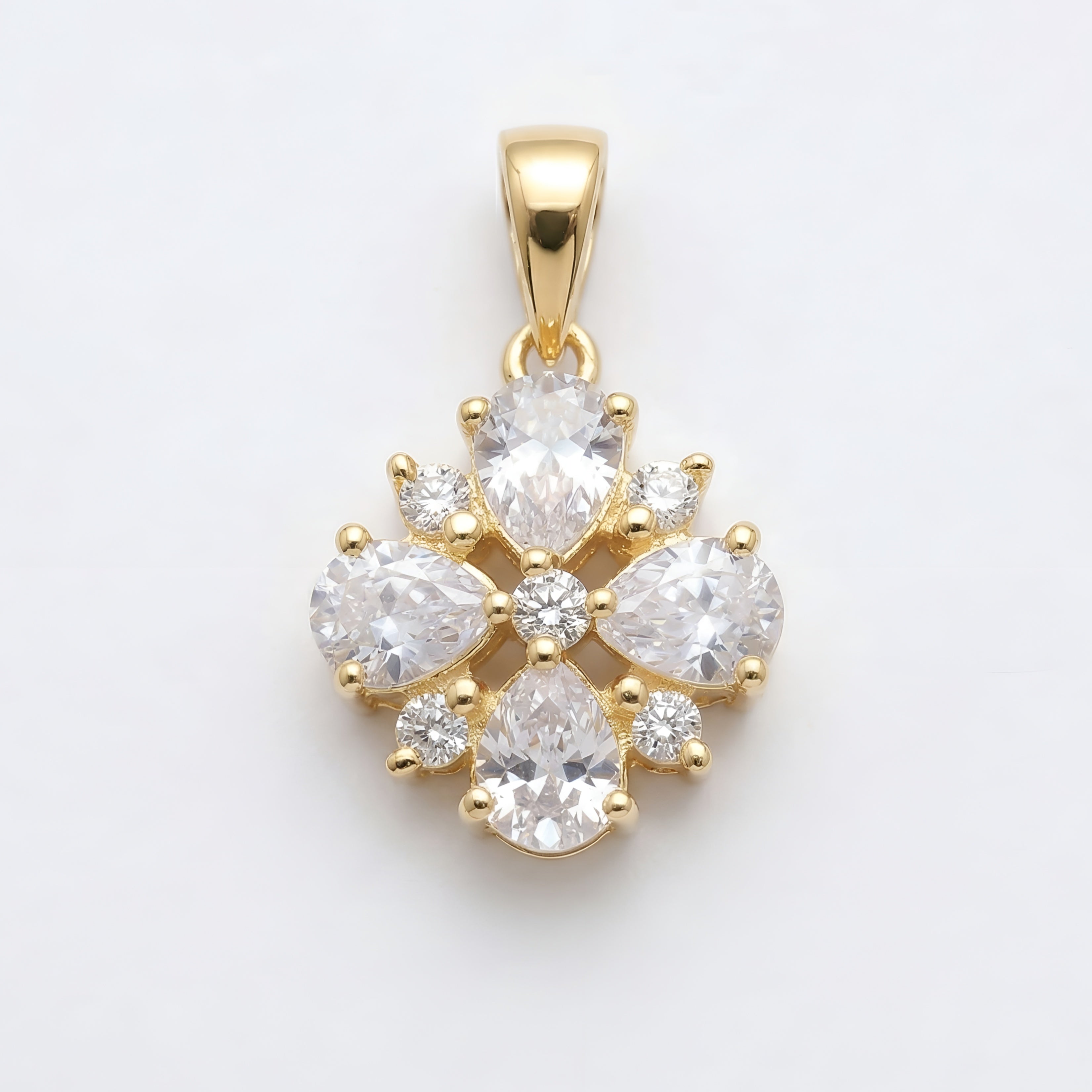 925 Silver Floral Cluster CZ Pendant