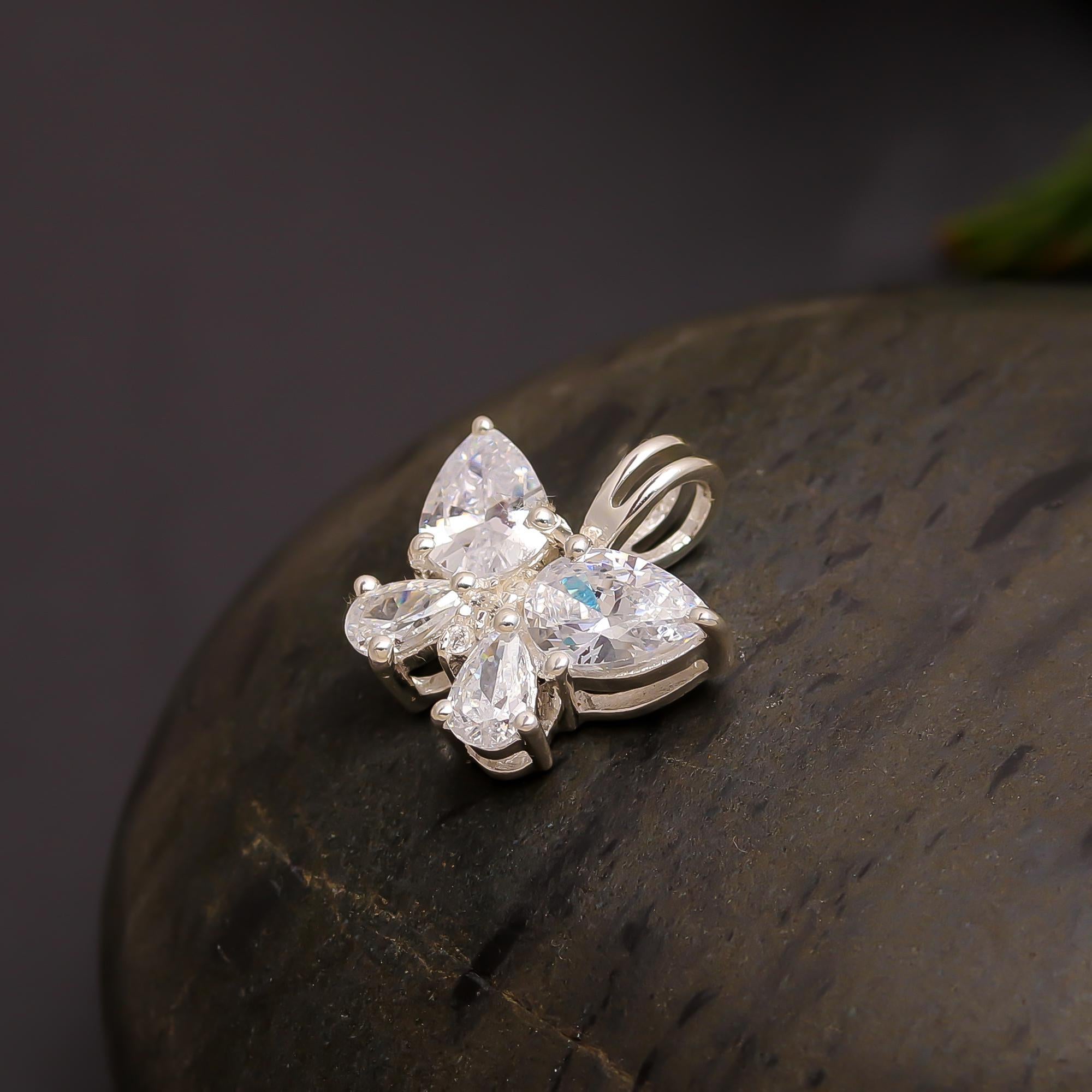 Sterling Silver Dainty Statement Butterfly CZ Charm