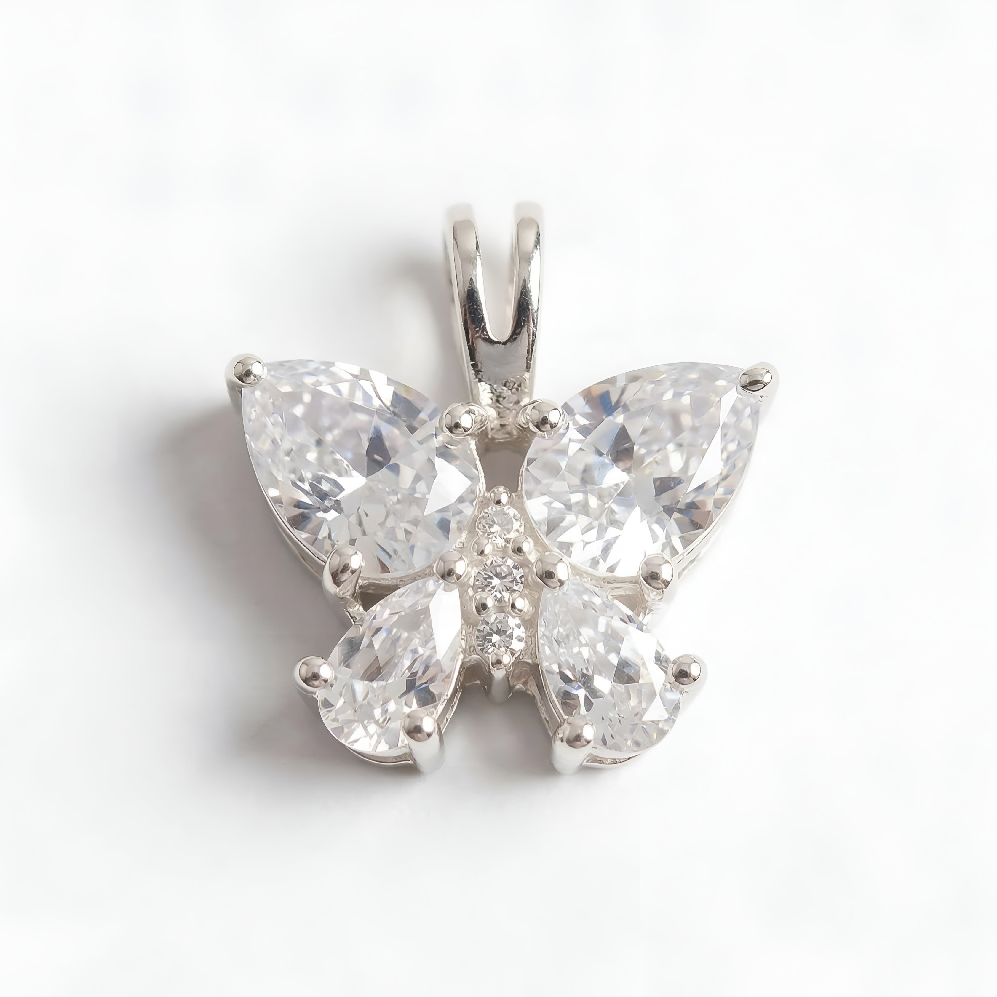 Sterling Silver Dainty Statement Butterfly CZ Charm