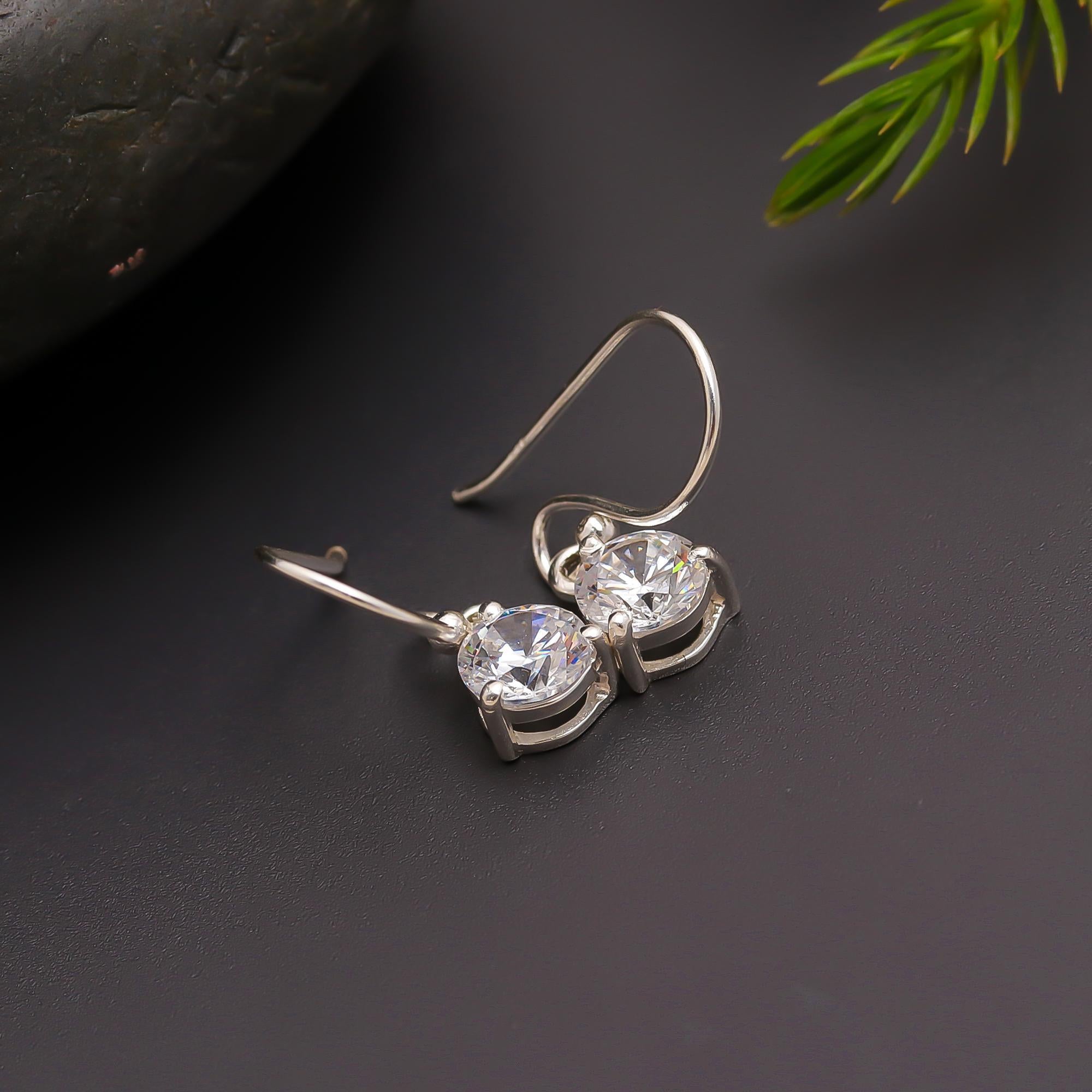 The Everyday Sparkle: Cubic Zirconia Solitaire Hook Earrings
