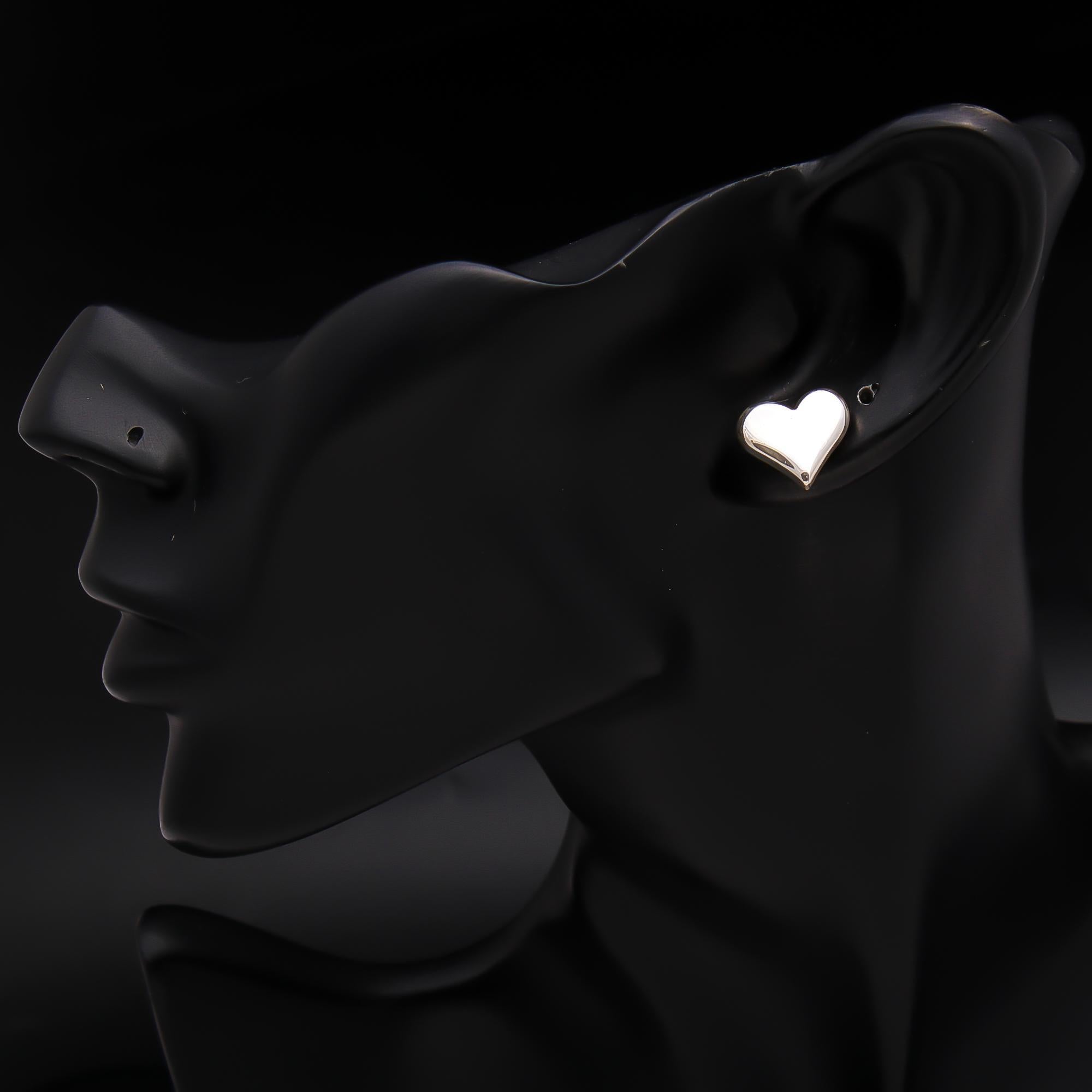 The Sterling Affection: Puffed Silver Heart Stud Earrings