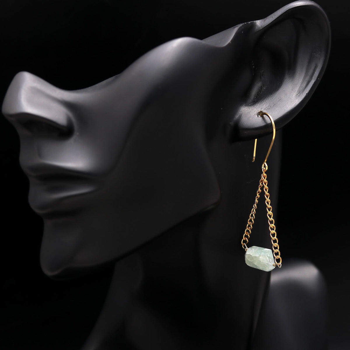 The Azure Raw Chains: Aquamarine Geo-Drops Earrings