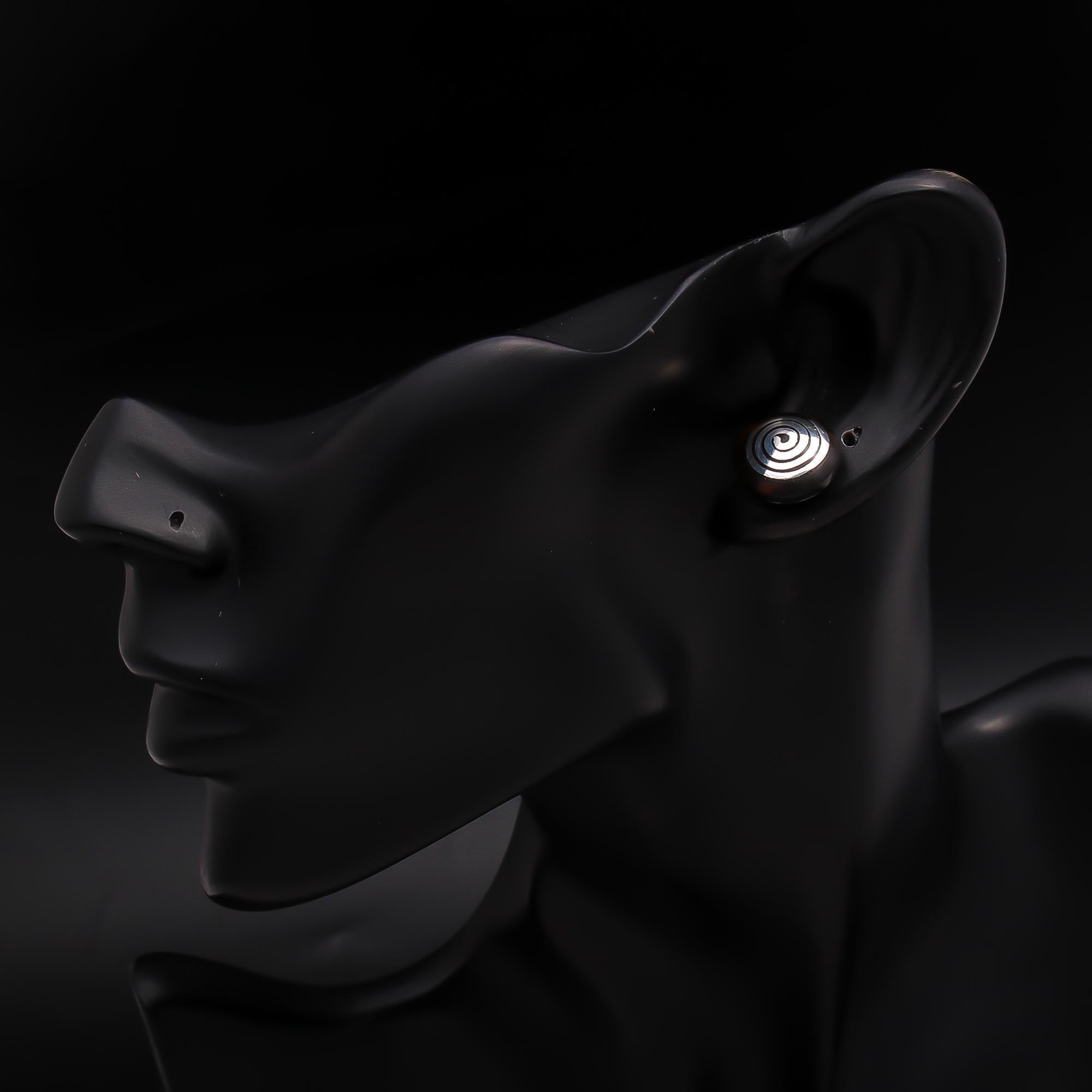 The Ancient Spiral: Wood & Silver Inlay Stud Earrings