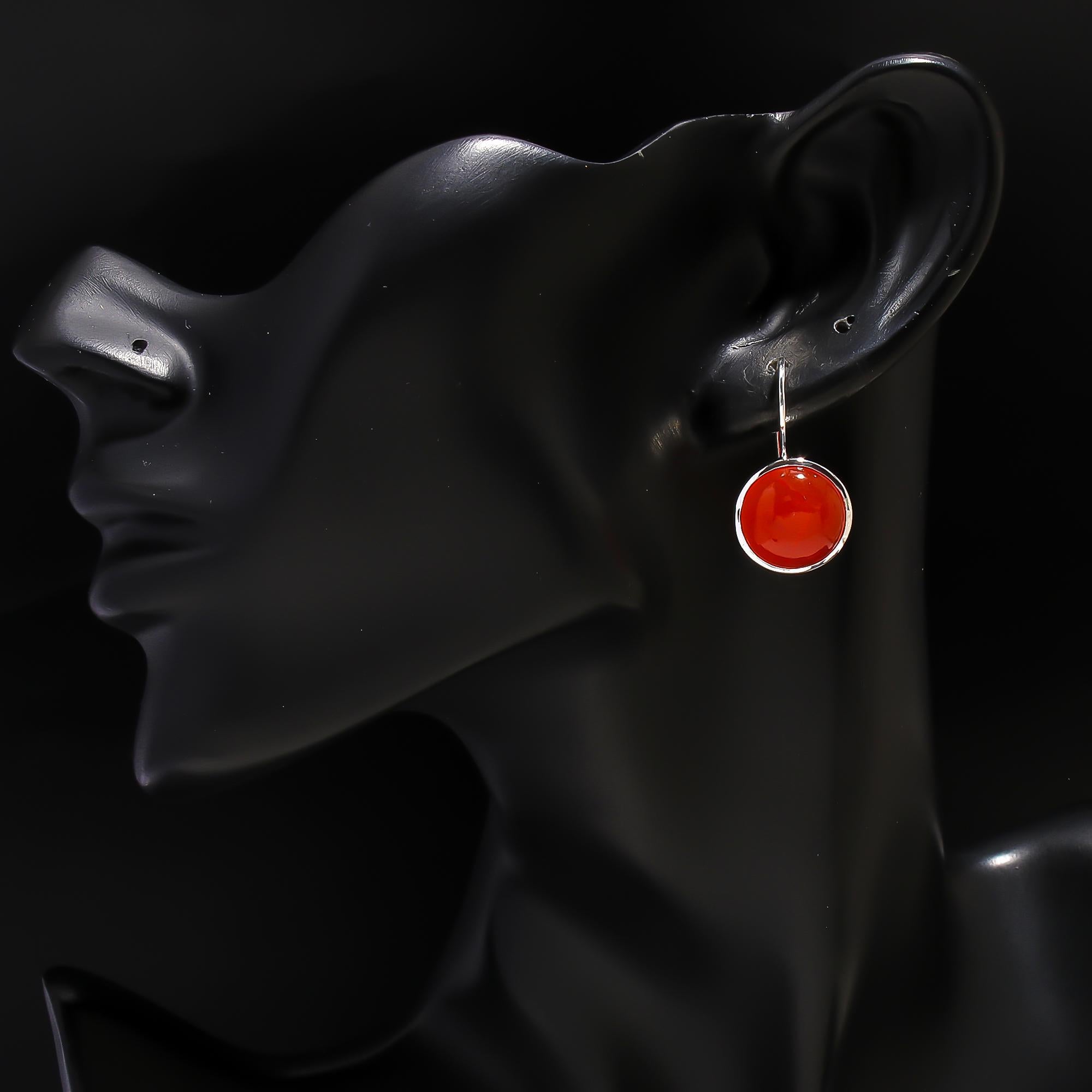 The Sunset Orbs: Carnelian & Silver Drop Earrings