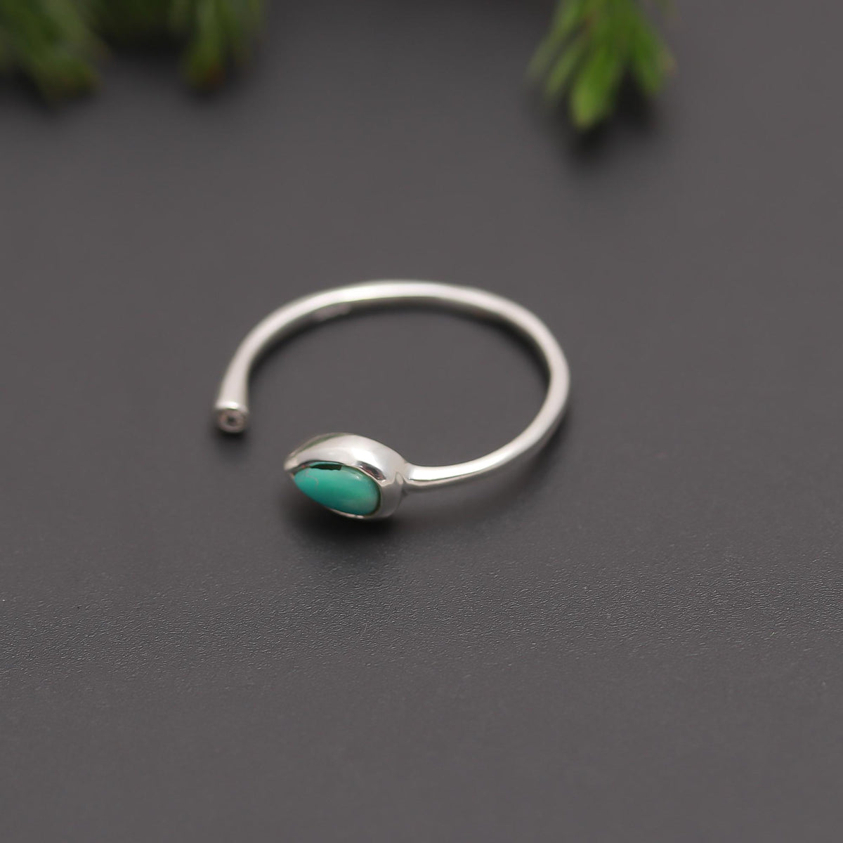 Sterling Silver Turquoise Open Band Stacking Ring